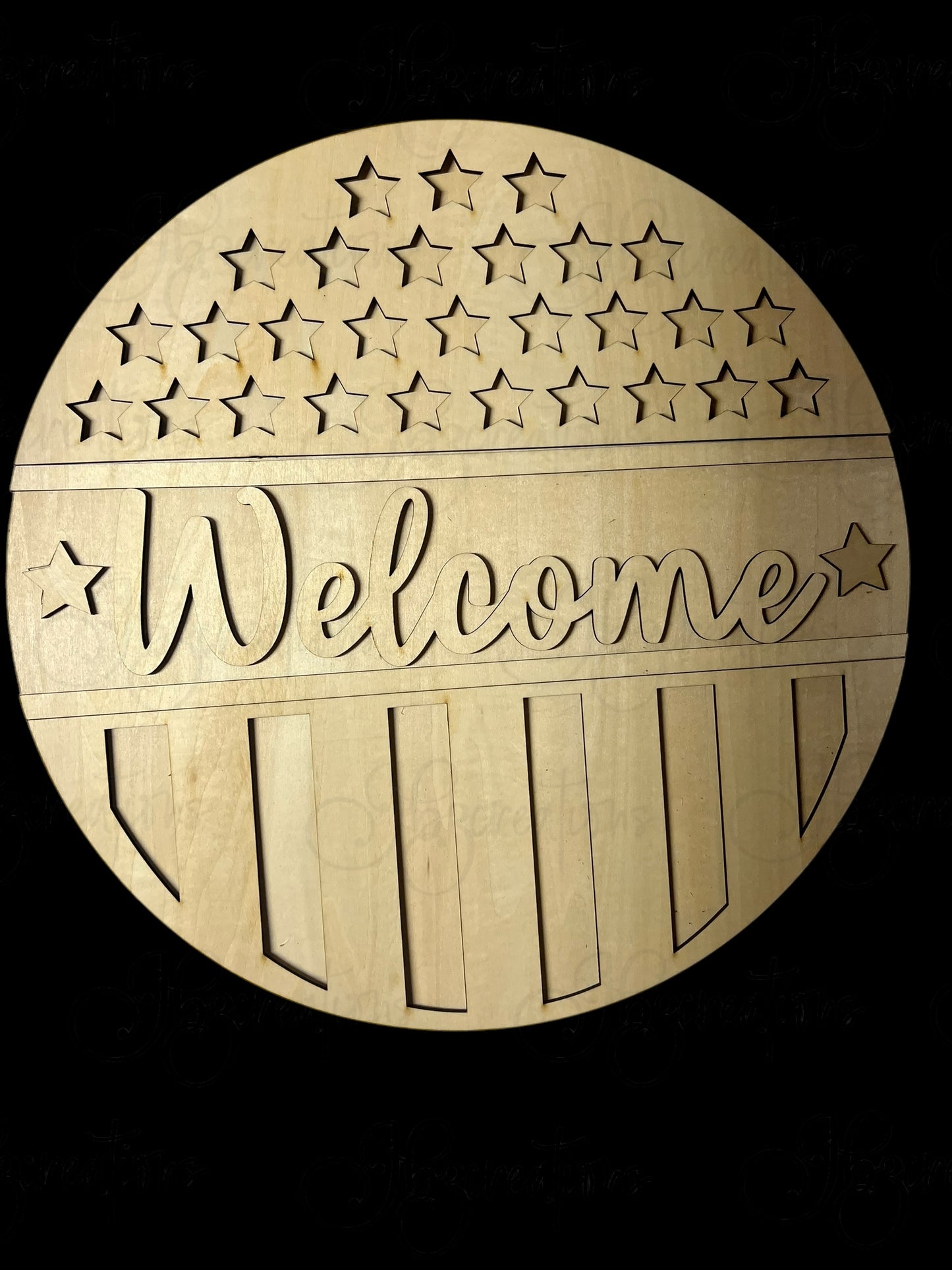USA Flag Welcome Round Sign Welcome Stars and Strips Welcome USA Flag Round Sign DIY Door Hanger Do It Yourself, Create It Yourself