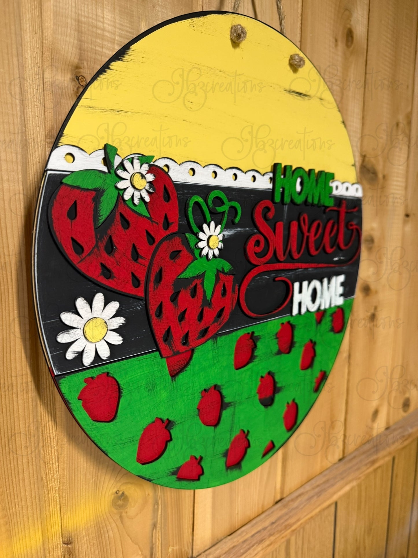 Strawberry Every Berry Welcome Round Sign Strawberry Home Sweet Home Welcome Round Sign WelcomeDoor Sign