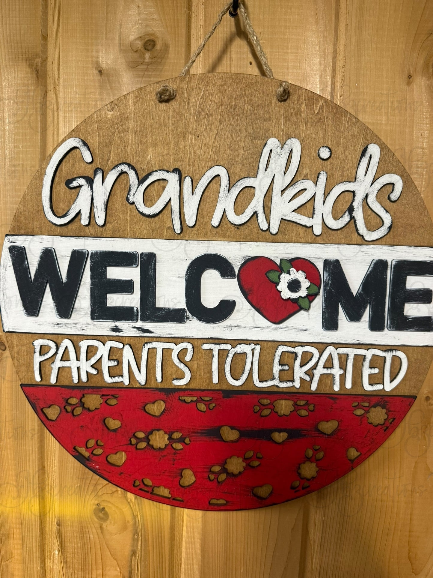 DIY Grandkids Welcome, Parents Tolerated | Wooden Round Door or Wall Sign