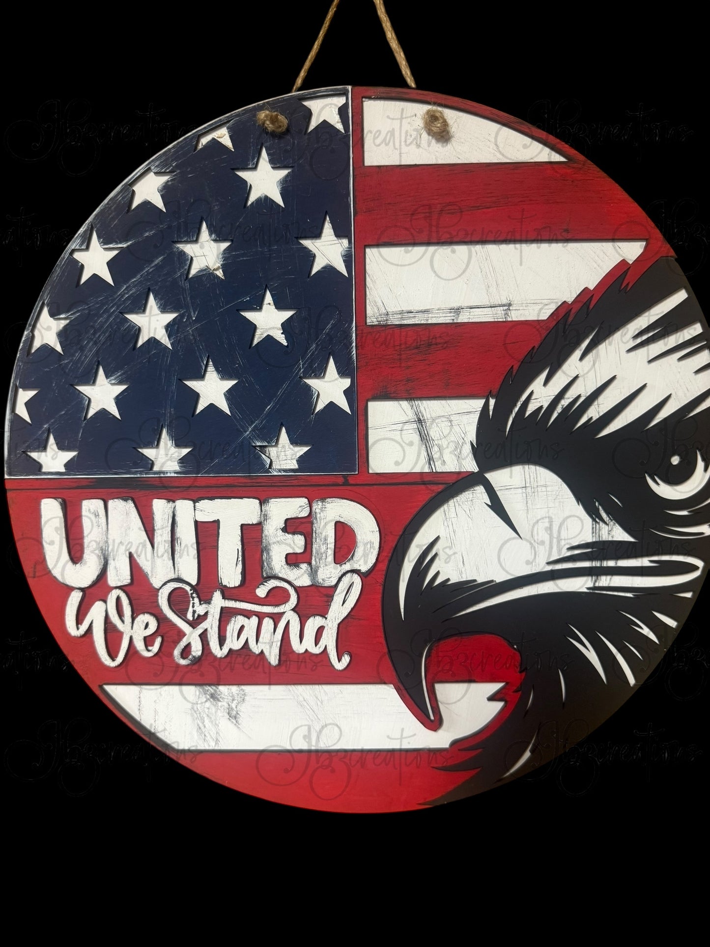USA United We Stand Eagle Welcome Round Sign