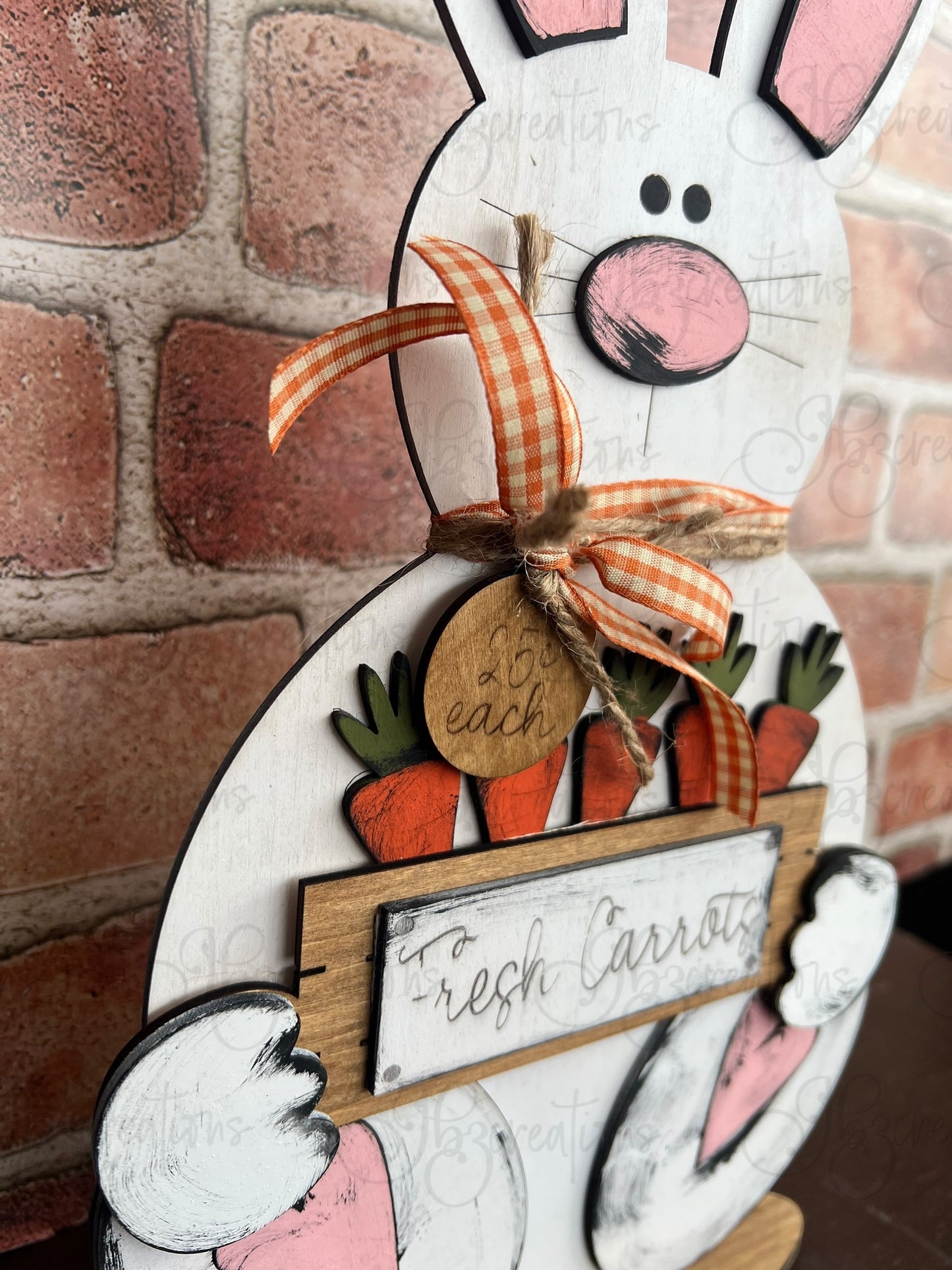 Easter Bunny Shelf Decor Easter Bunny holding basket of Carrots Mantle Decor Bunny Decor Easter Bunny Decor