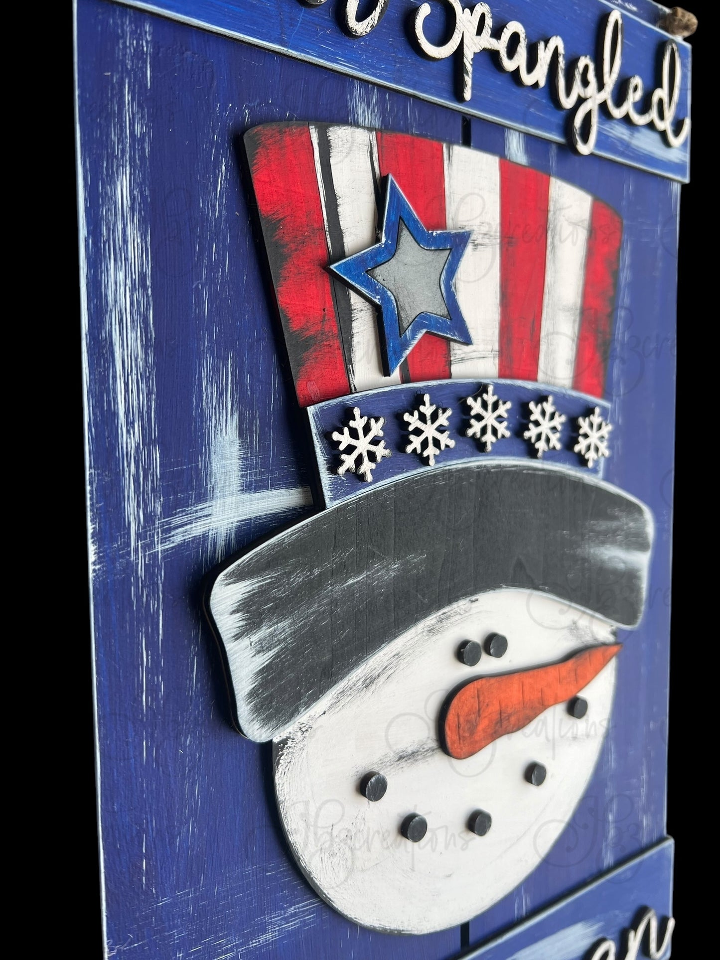 Snowman Independence Day Red White and Blue Pallet Sign Winter Snowman Door Hanger Welcome Sign