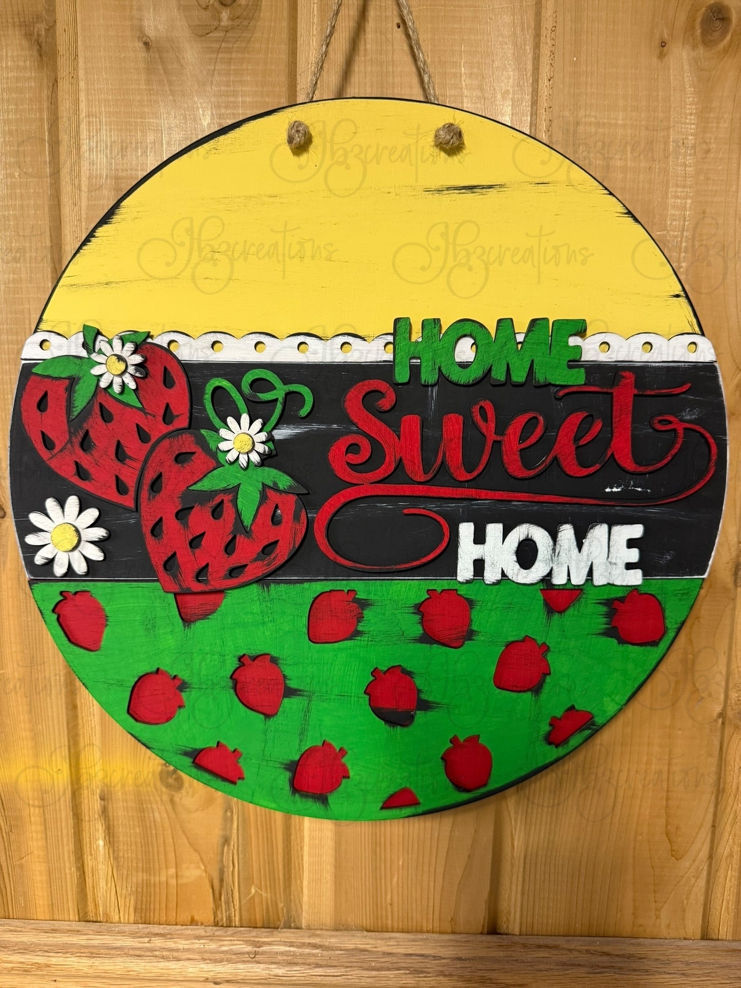 Strawberry Every Berry Welcome Round Sign Strawberry Home Sweet Home Welcome Round Sign WelcomeDoor Sign