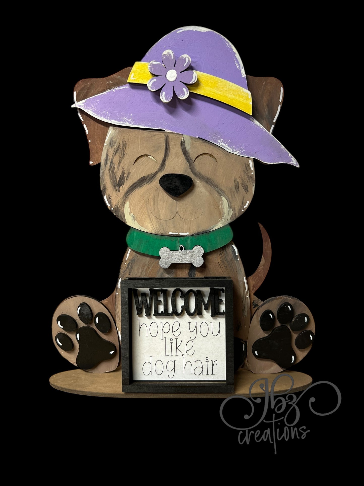 Farm Animal Dog with Interchangeable Seasonal Hats Shelf Sitter Dog Decorations Puppy Decorations