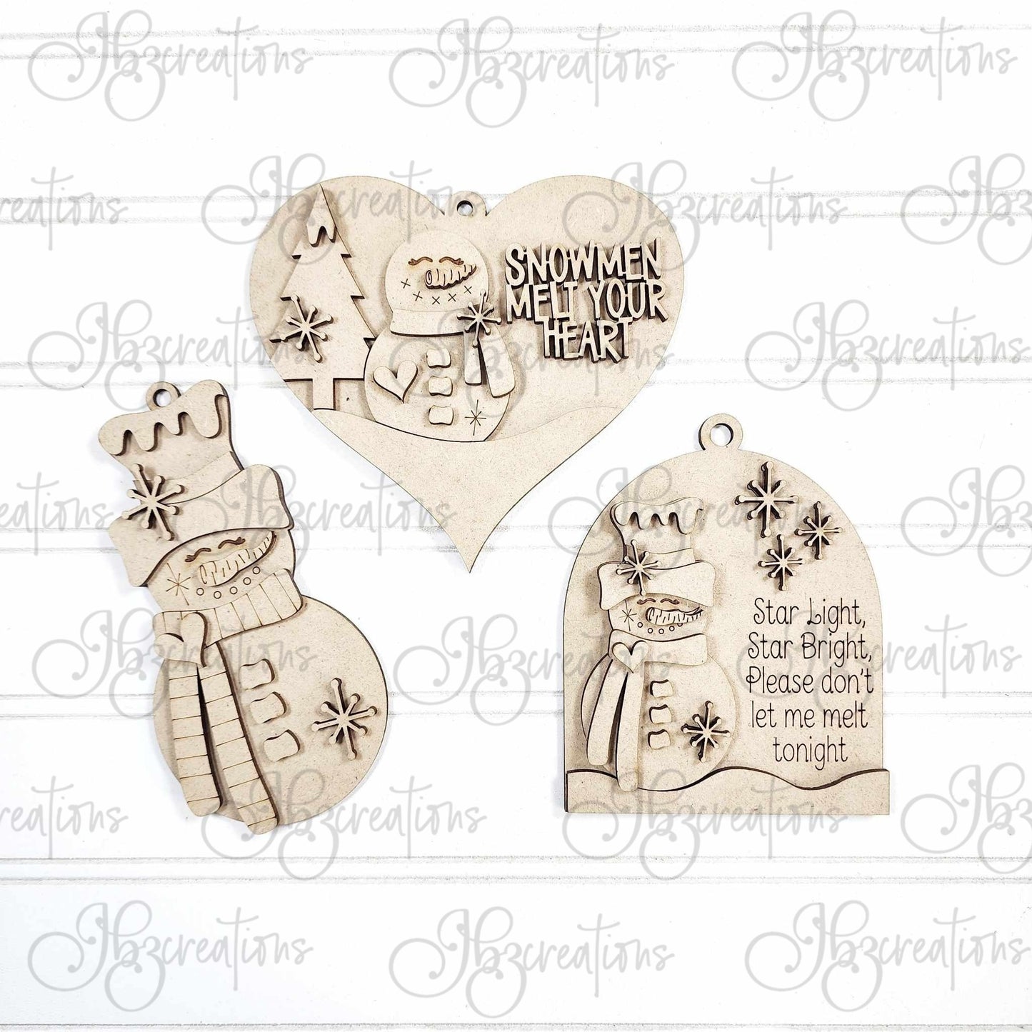 Snowman Ornaments set of four DIY, Do-It-Yourself, Create-It-Yourself