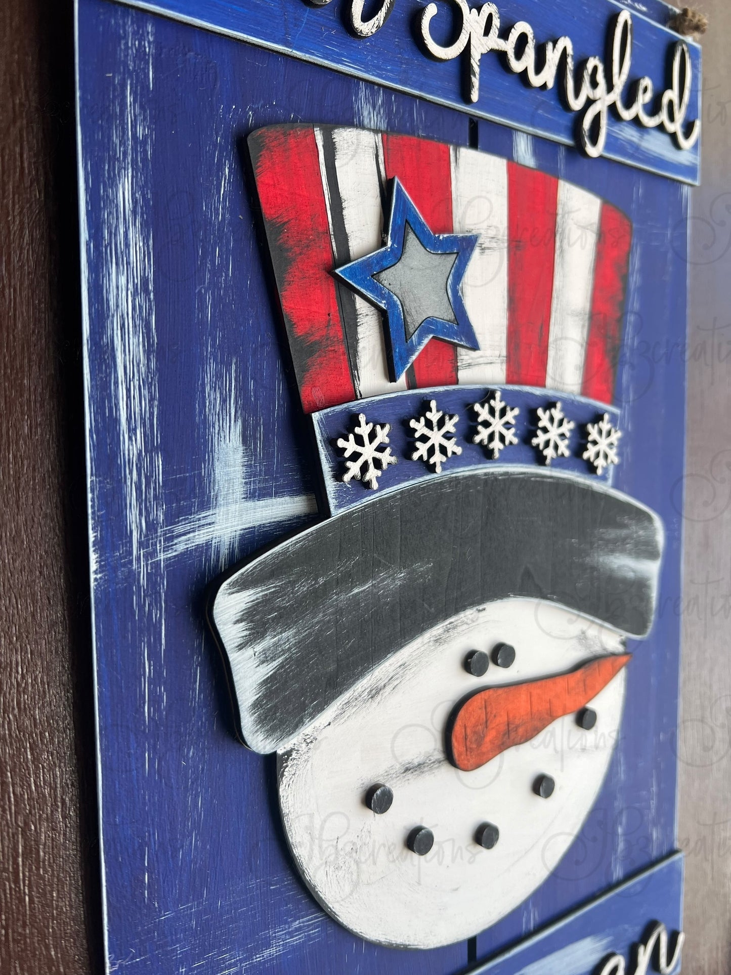 Snowman Independence Day Red White and Blue Pallet Sign Winter Snowman Door Hanger Welcome Sign