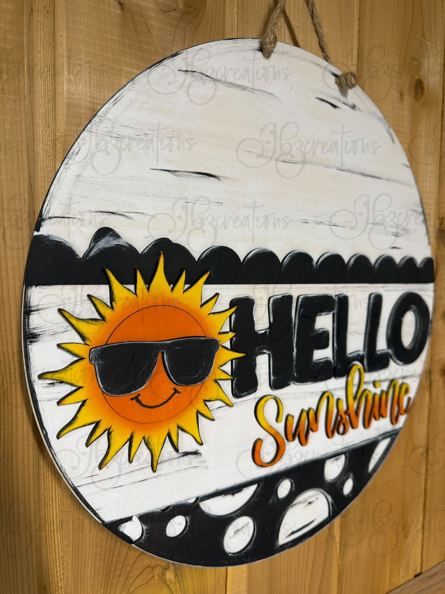 Hello Sunshine Sun Welcome Round Sign Sun Door Sign