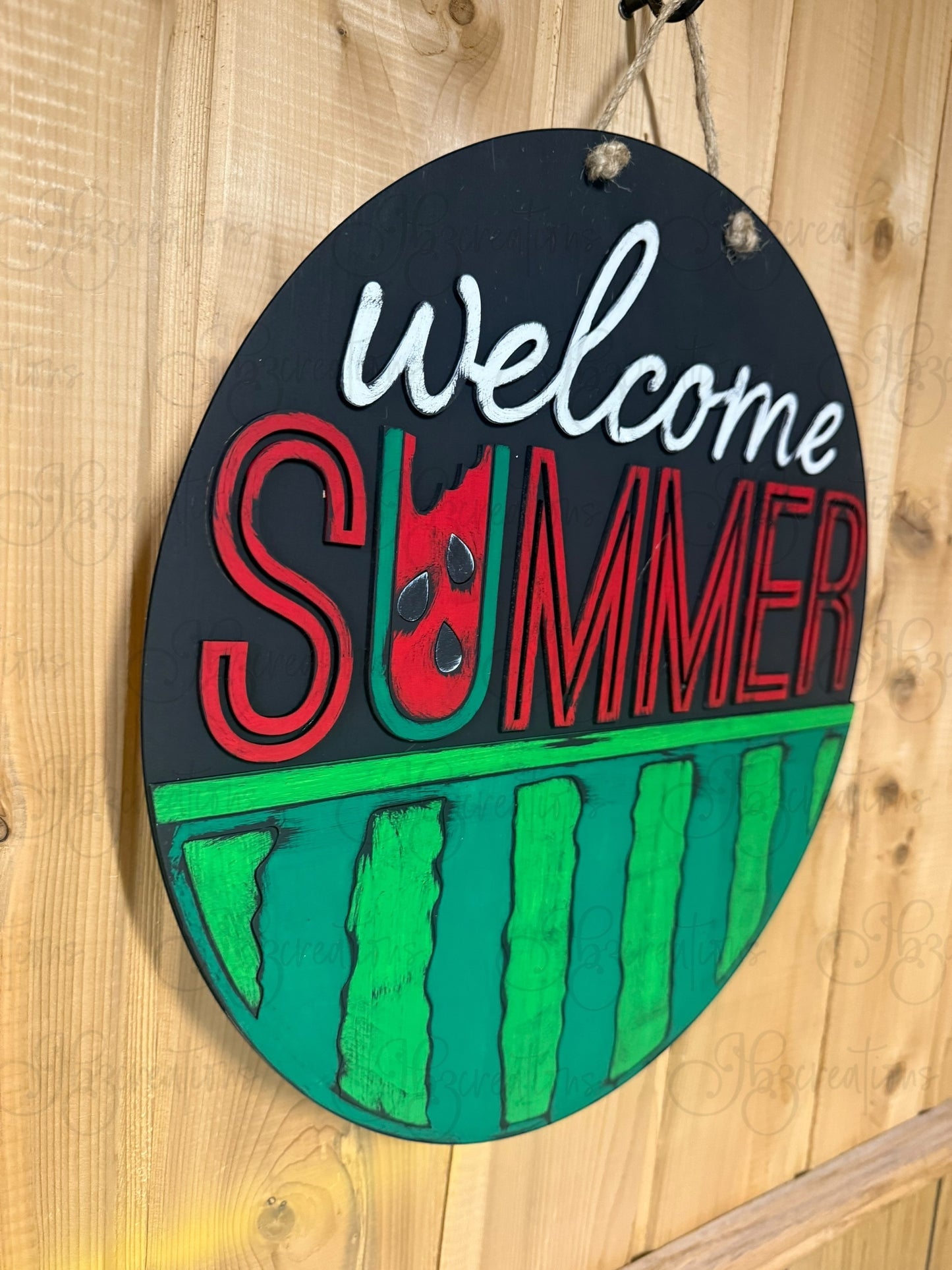 DIY Welcome Summer Watermelon Wooden Round Sign