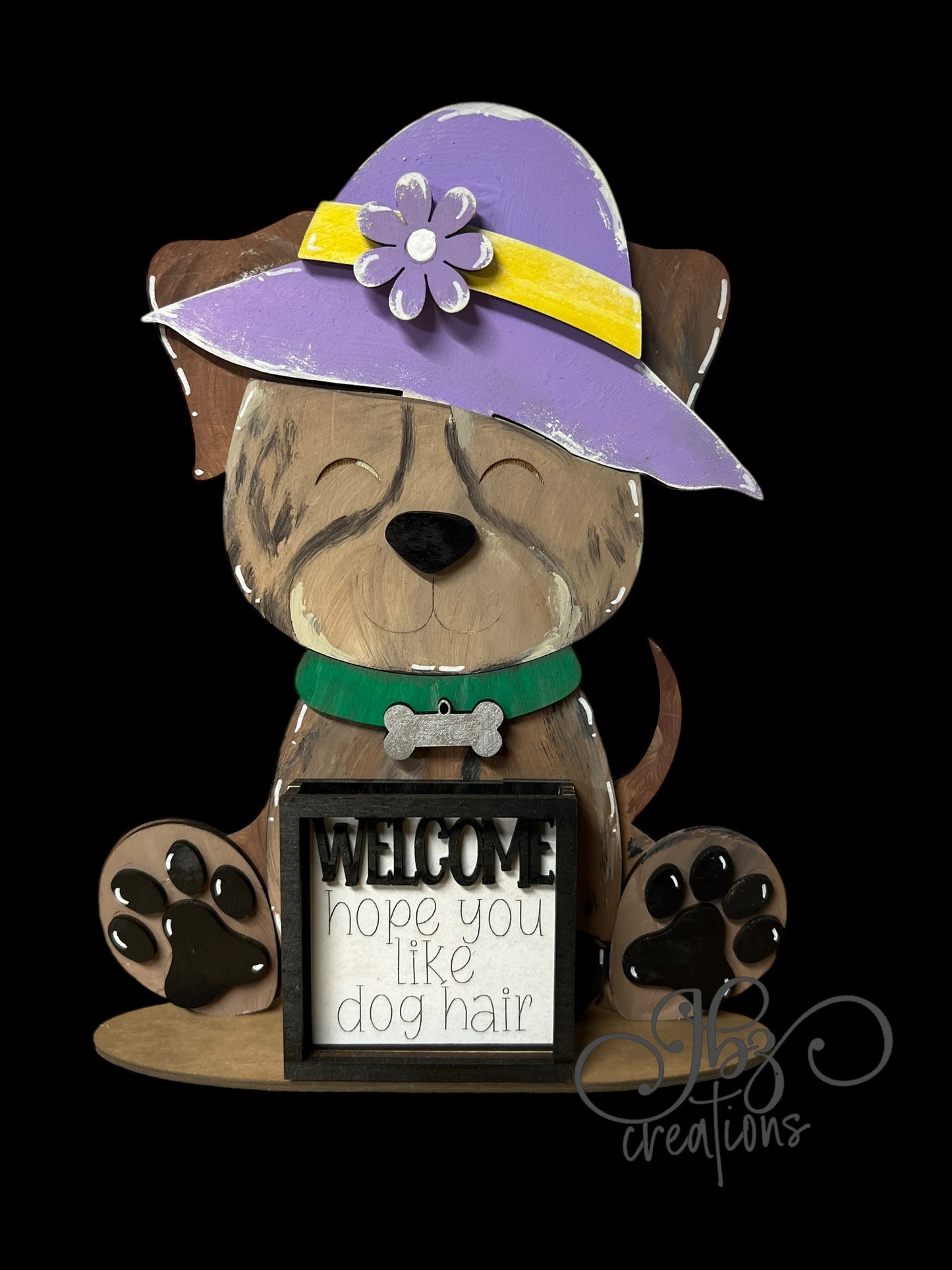 Farm Animal Dog with Interchangeable Seasonal Hats Shelf Sitter Dog Decorations Puppy Decorations