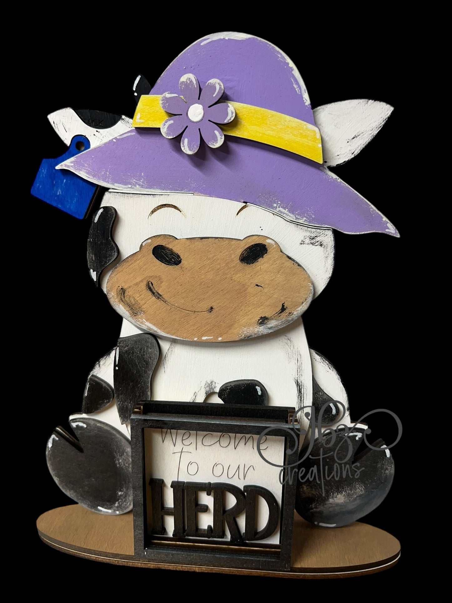 Farm Animal Cow with Interchangeable Seasonal Hats Shelf Sitter Cow Decor Cow Decorations