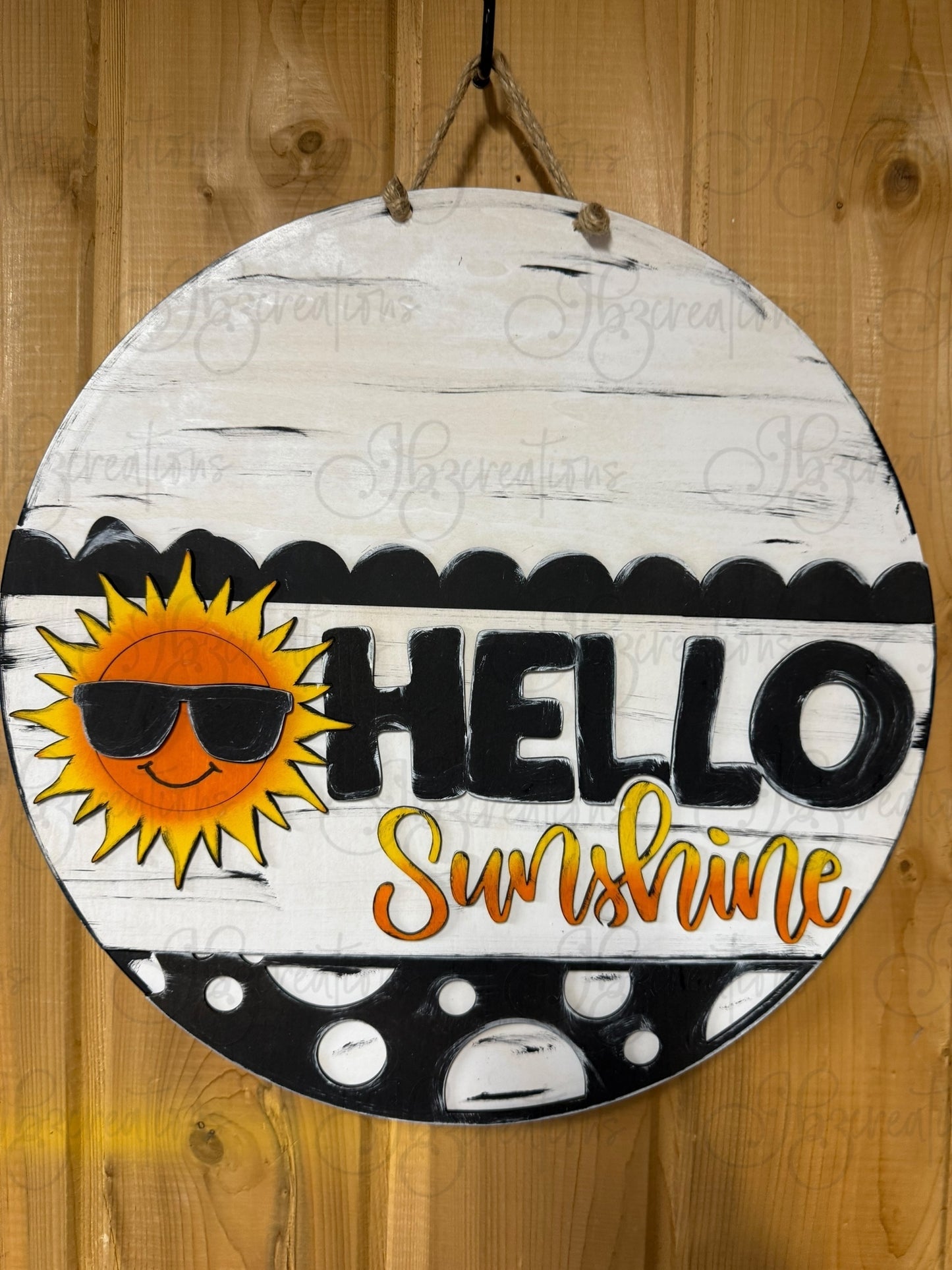 Hello Sunshine Sun Welcome Round Sign Sun Door Sign