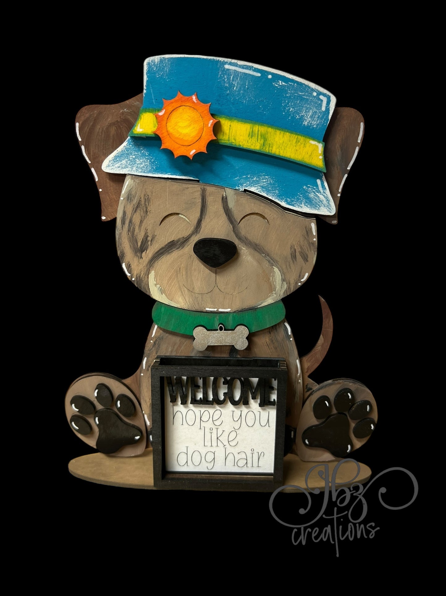 Farm Animal Dog with Interchangeable Seasonal Hats Shelf Sitter Dog Decorations Puppy Decorations