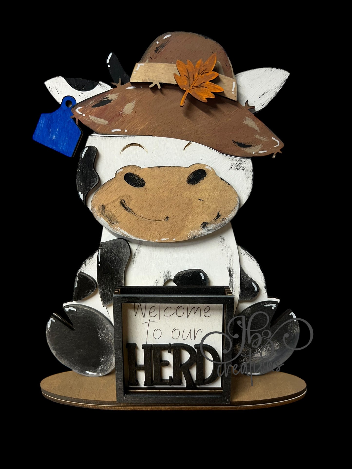 Farm Animal Cow with Interchangeable Seasonal Hats Shelf Sitter Cow Decor Cow Decorations