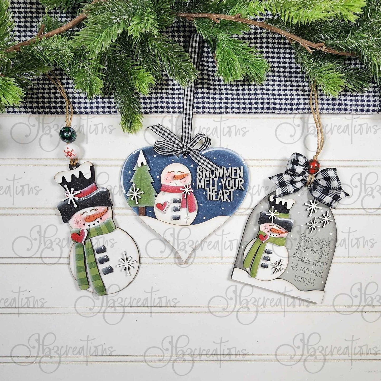 Snowman Ornaments set of four DIY, Do-It-Yourself, Create-It-Yourself