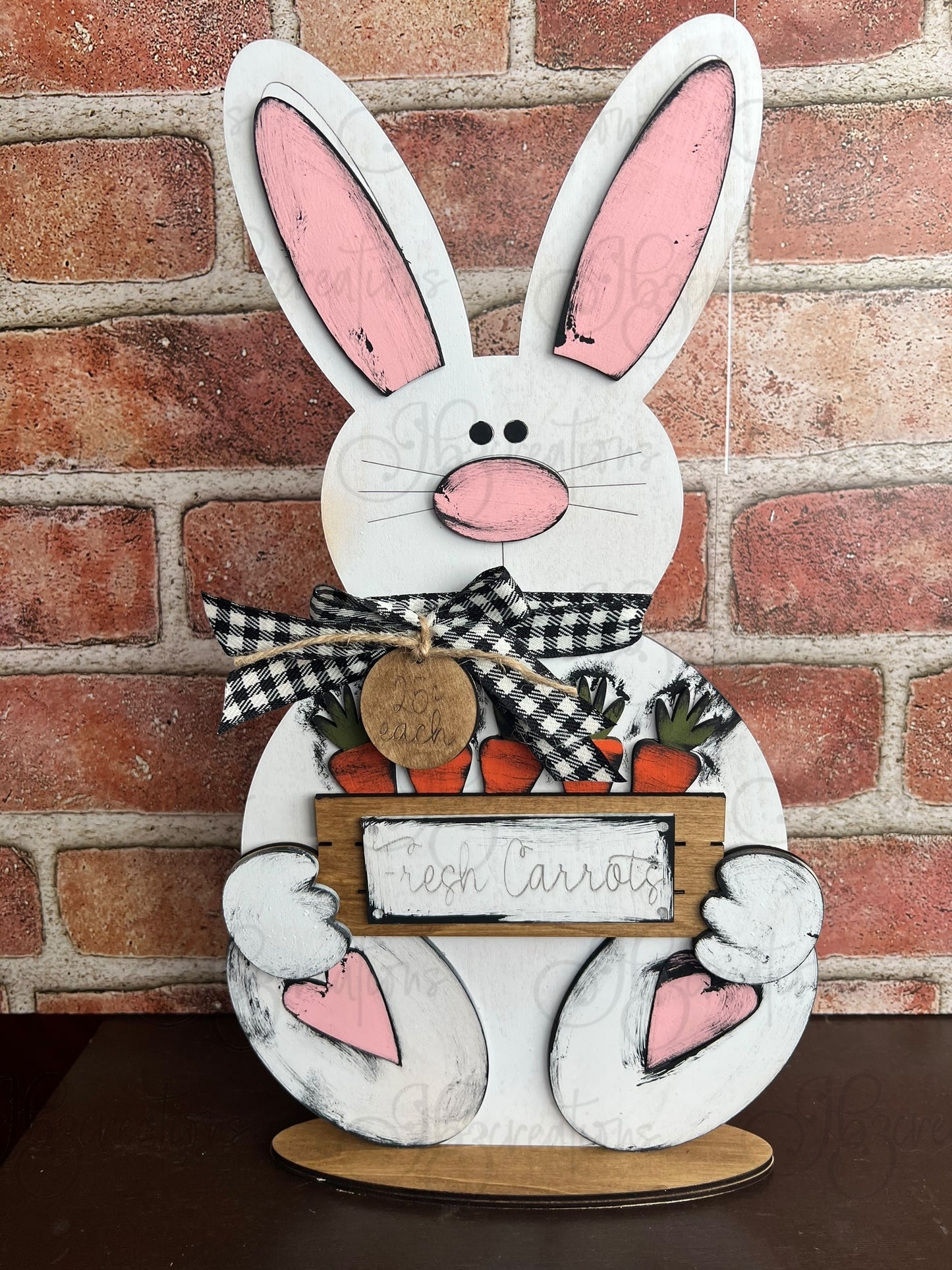 Easter Bunny Shelf Decor Easter Bunny holding basket of Carrots Mantle Decor Bunny Decor Easter Bunny Decor