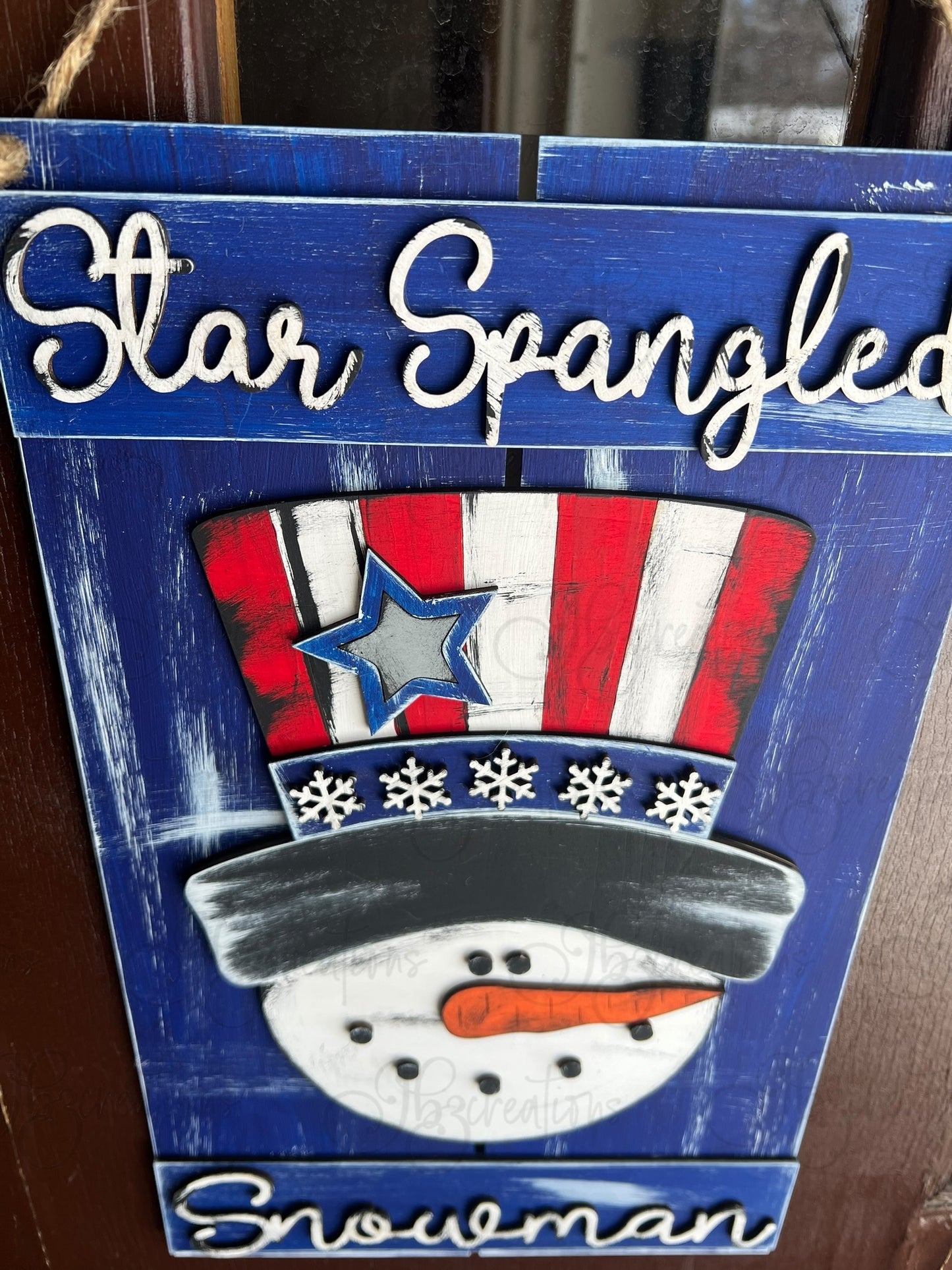 Snowman Independence Day Red White and Blue Pallet Sign Winter Snowman Door Hanger Welcome Sign