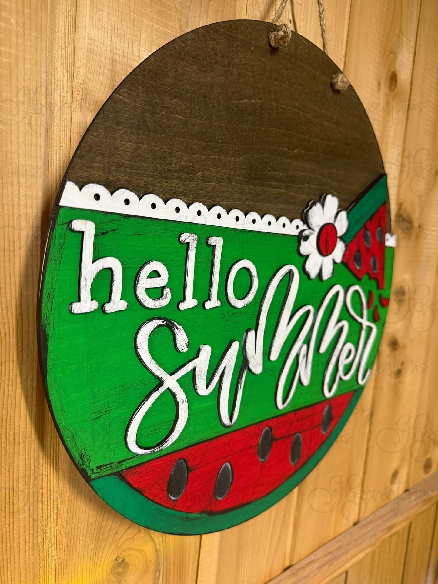DIY Hello Summer Watermelon Wooden Round Sign
