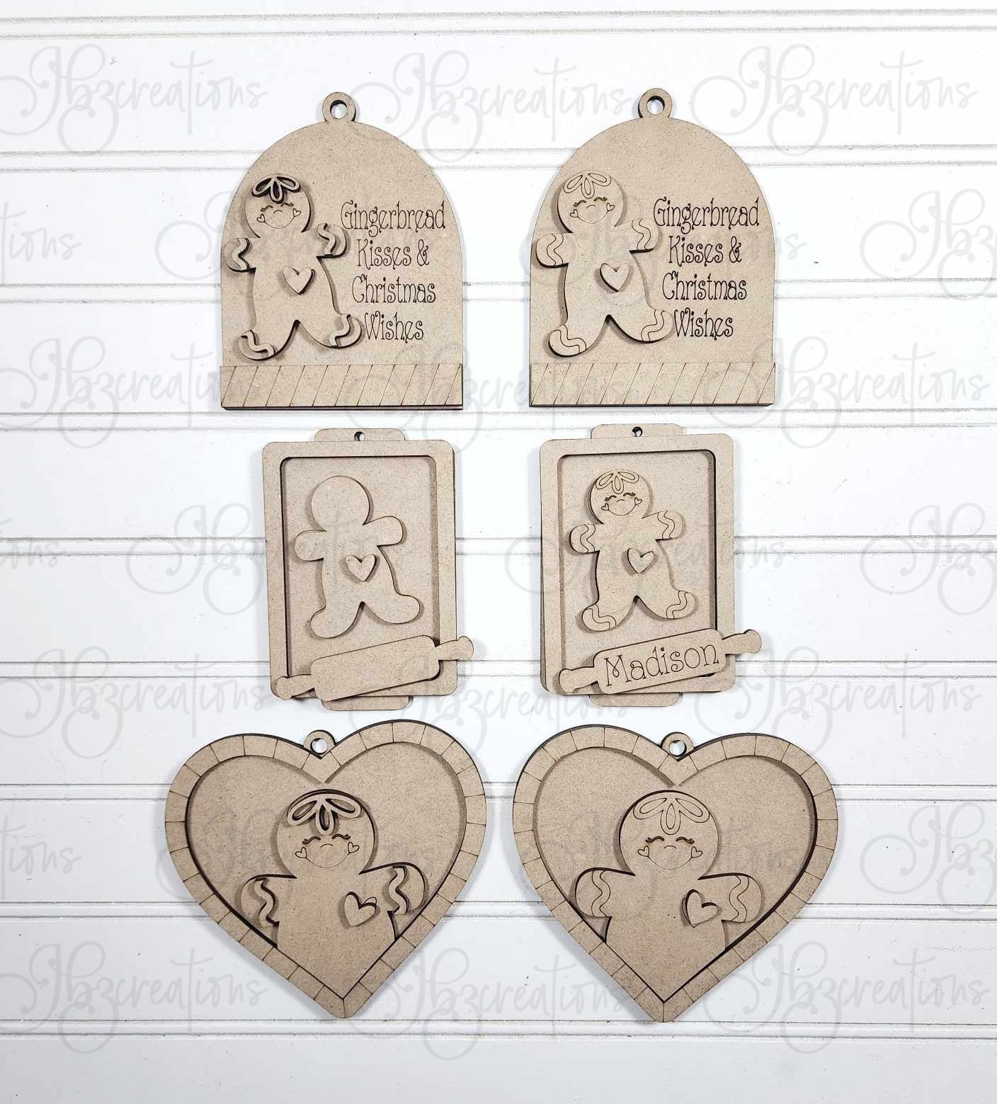Gingerbread Man Ornaments set of four DIY, Do-It-Yourself, Create-It-Yourself