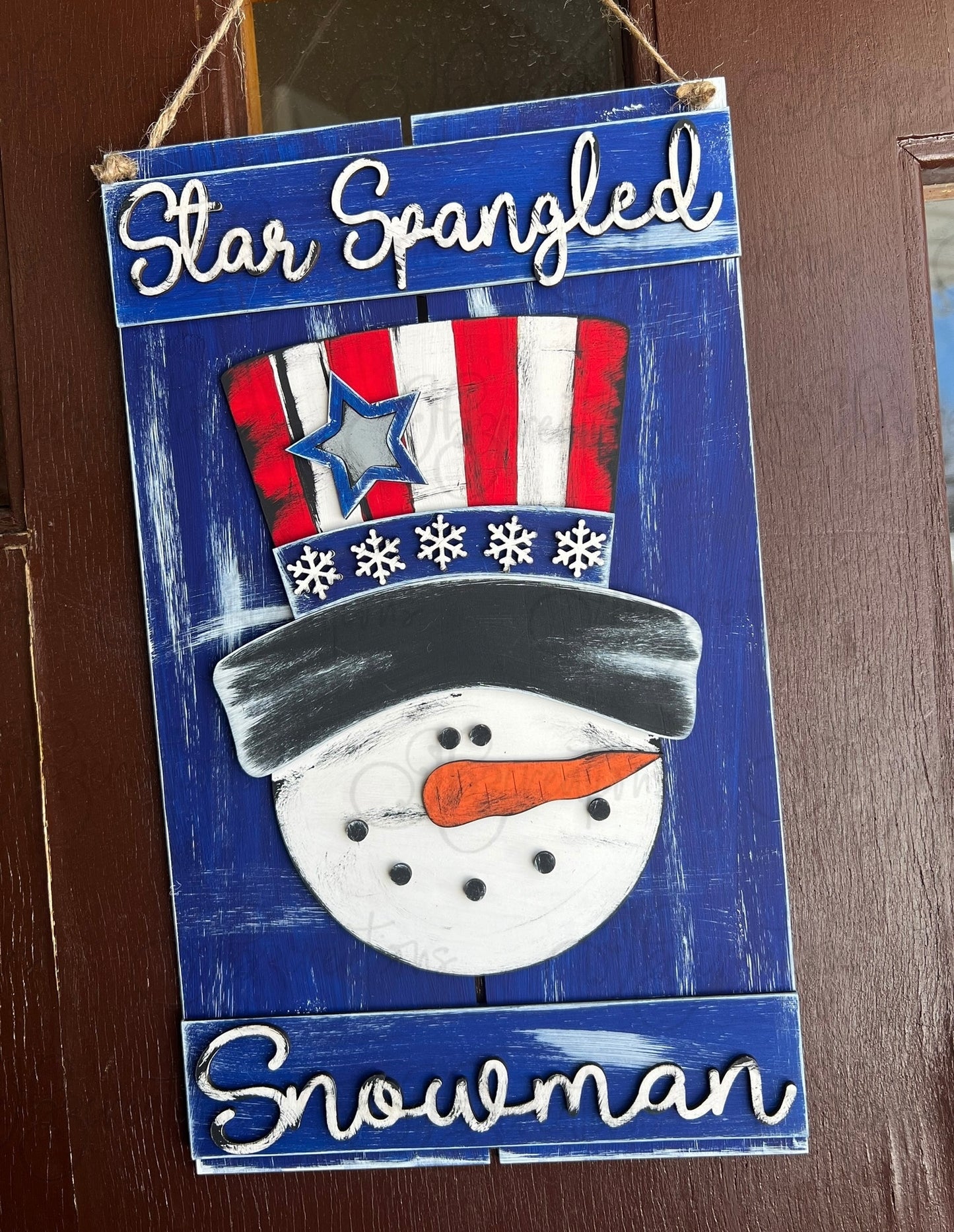 Snowman Independence Day Red White and Blue Pallet Sign Winter Snowman Door Hanger Welcome Sign
