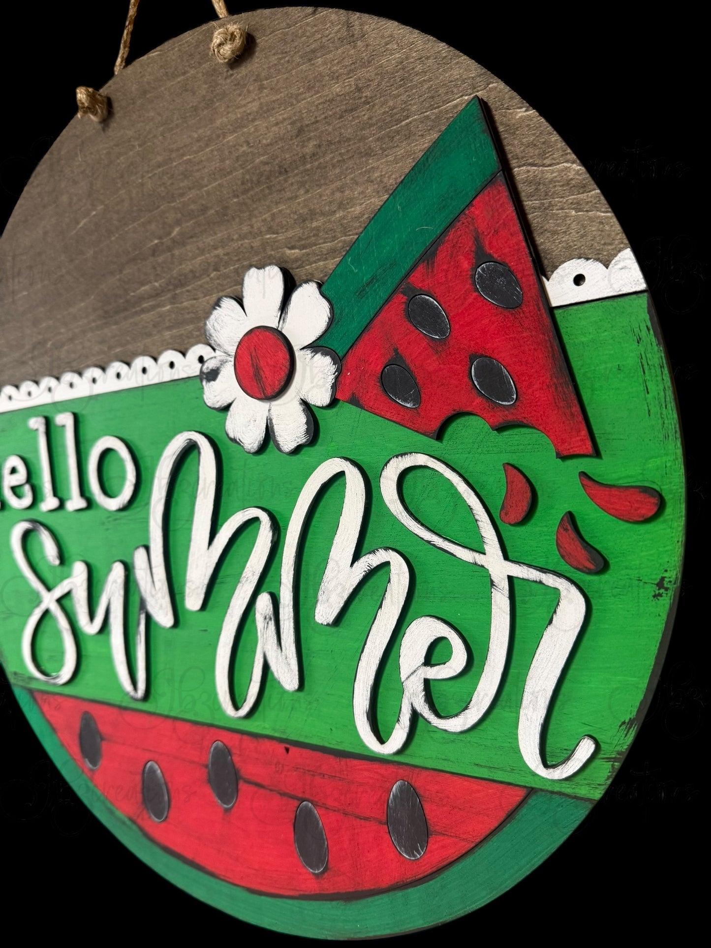 DIY Hello Summer Watermelon Wooden Round Sign