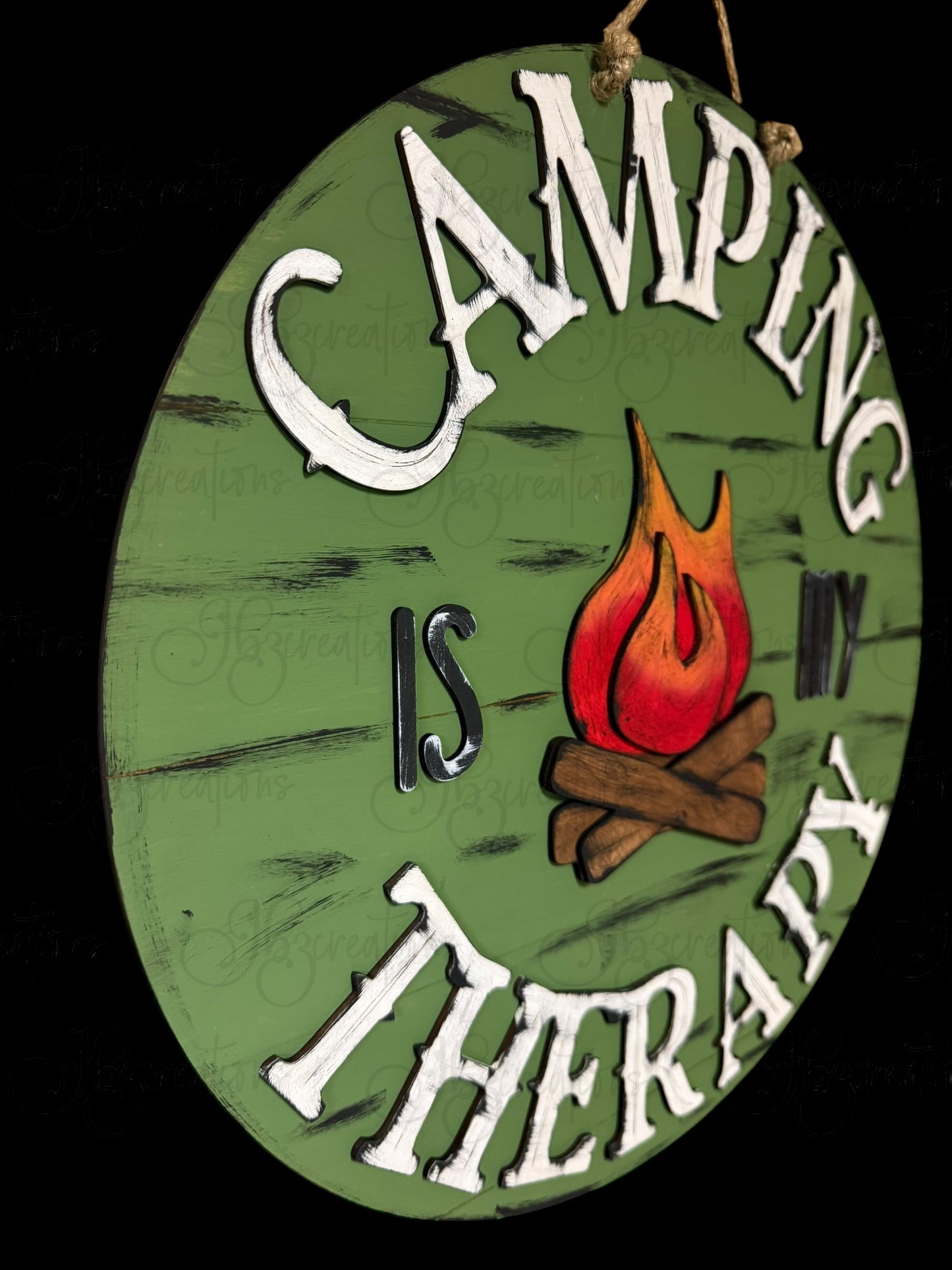 Camping is my Therapy Round Sign Camping Door Sign