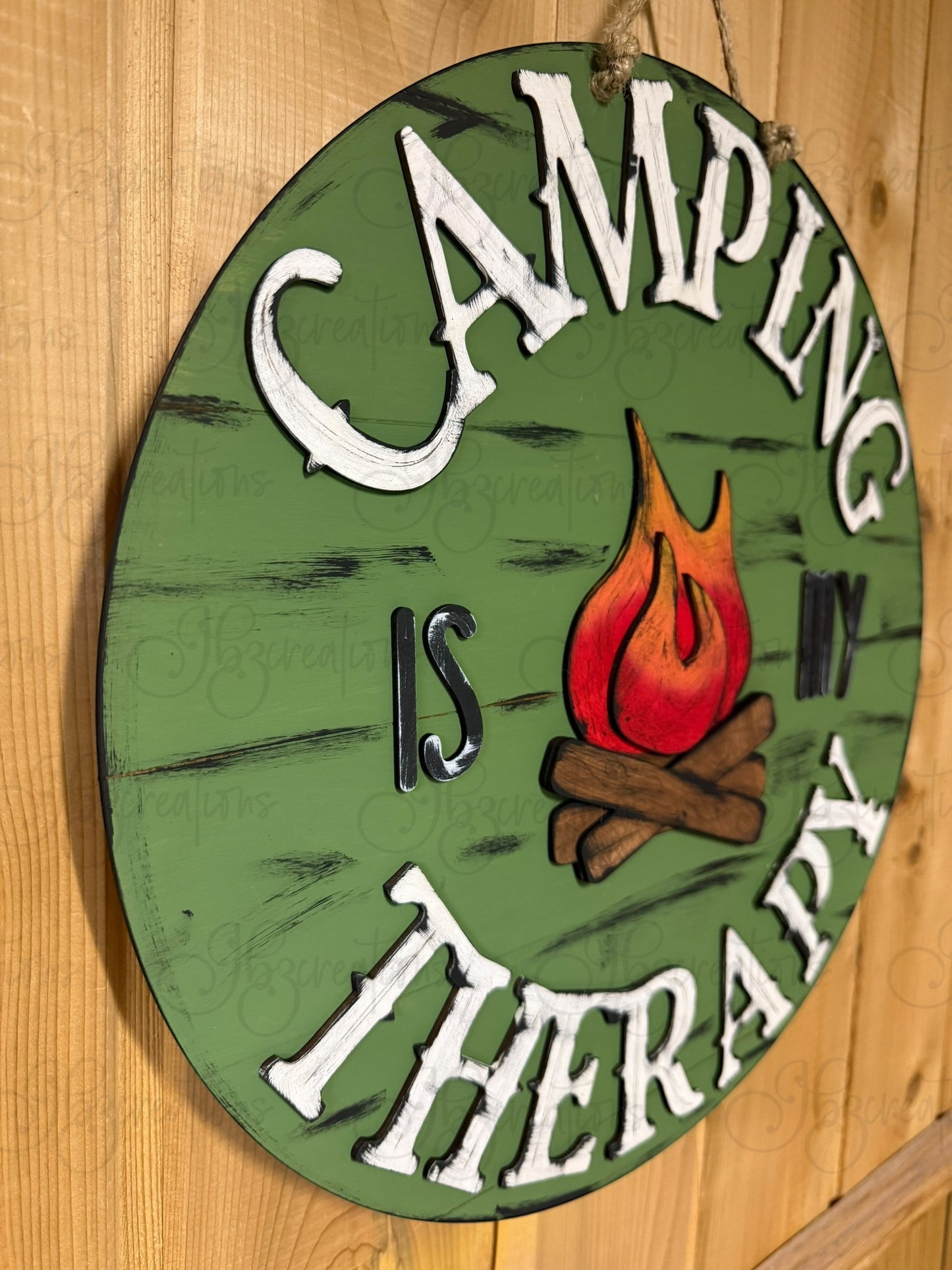 Camping is my Therapy Round Sign Camping Door Sign