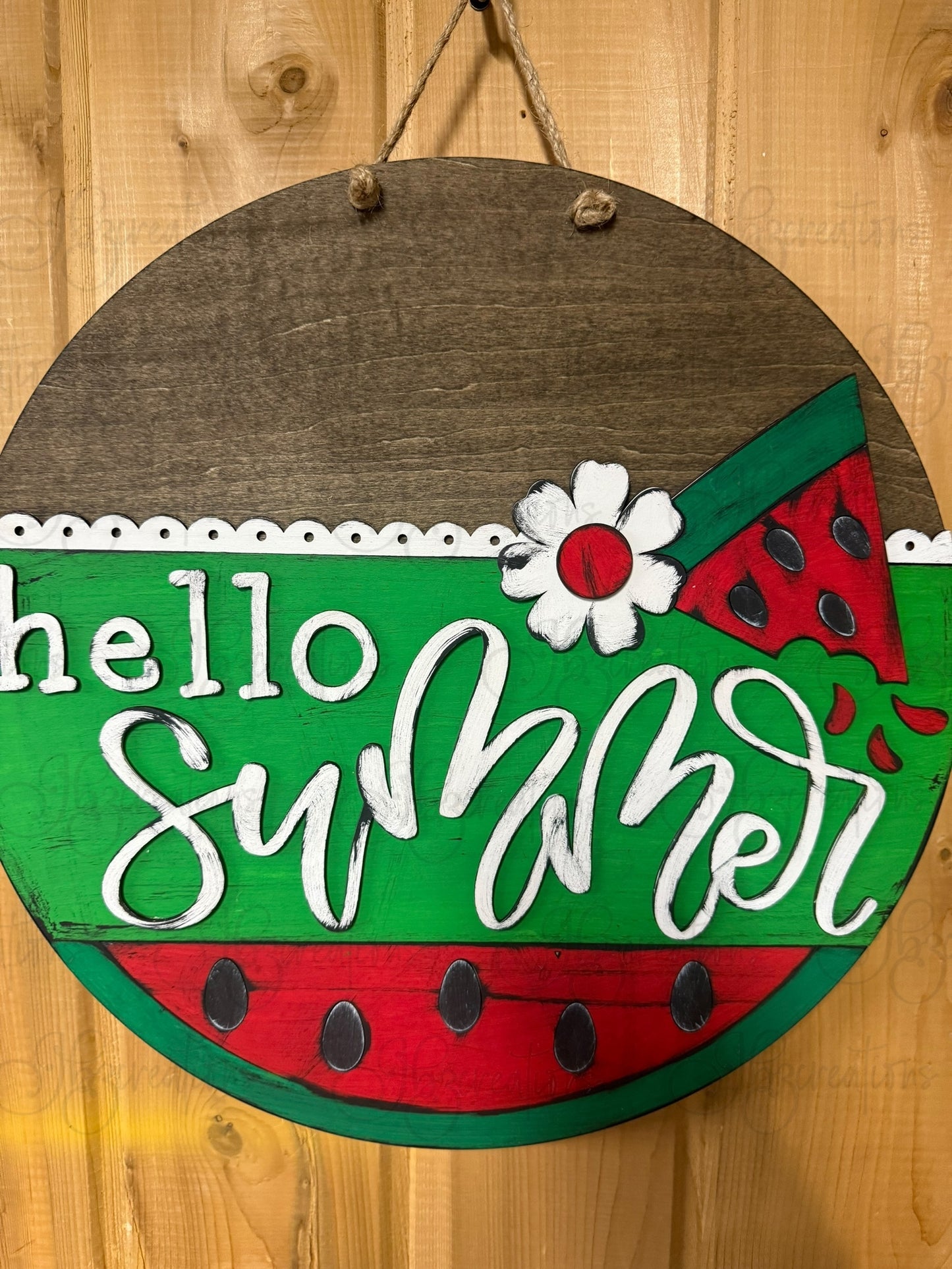 DIY Hello Summer Watermelon Wooden Round Sign
