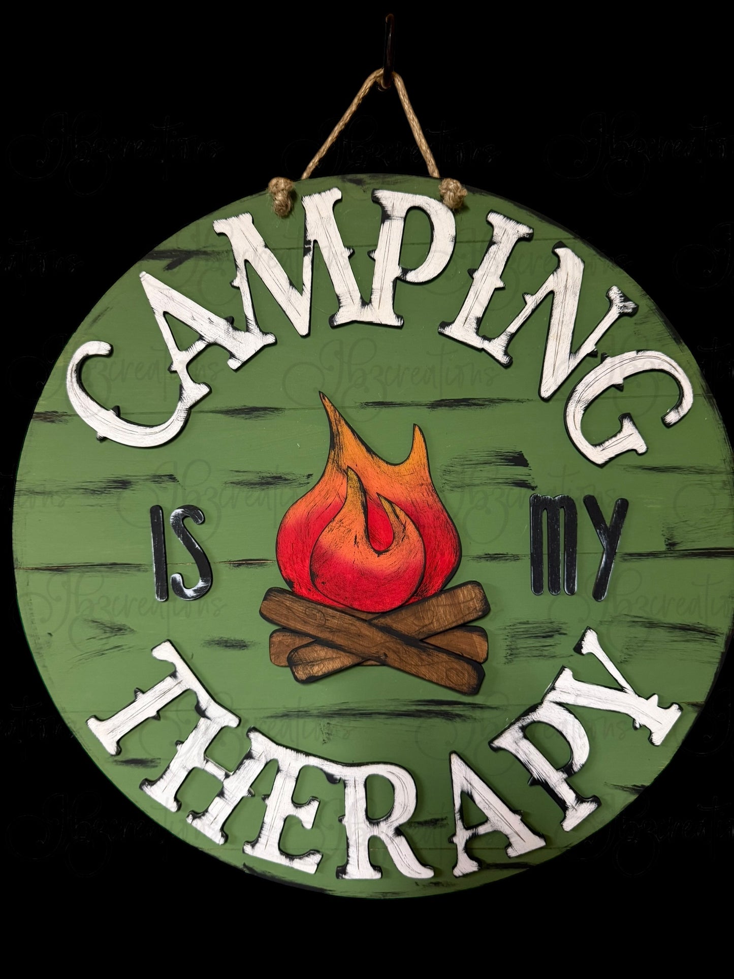Camping is my Therapy Round Sign Camping Door Sign