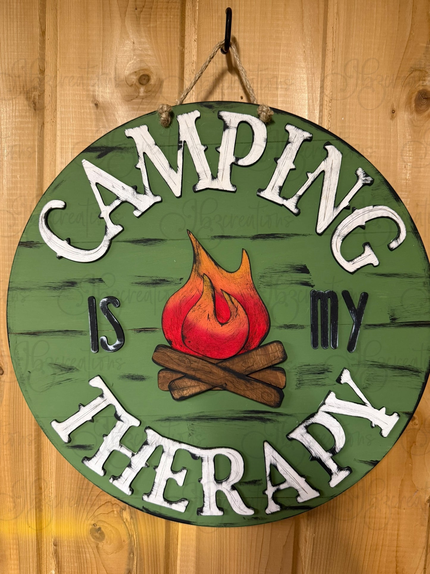 Camping is my Therapy Round Sign Camping Door Sign