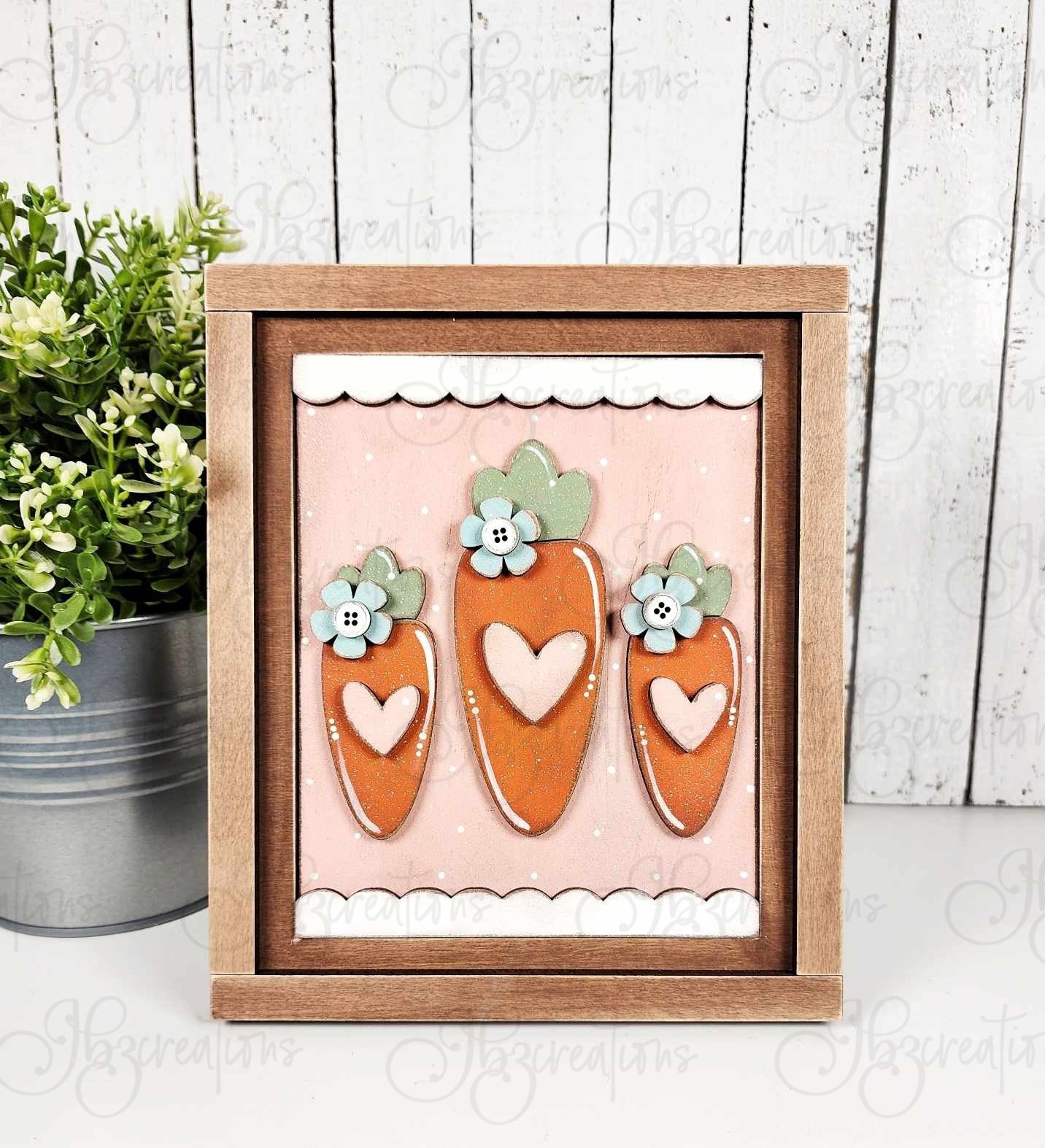 Easter Bunny and Carrot Trio Sign Shelf Decor Shelf Sitter DIY, Do-It-Yourself, Create-It-Yourself