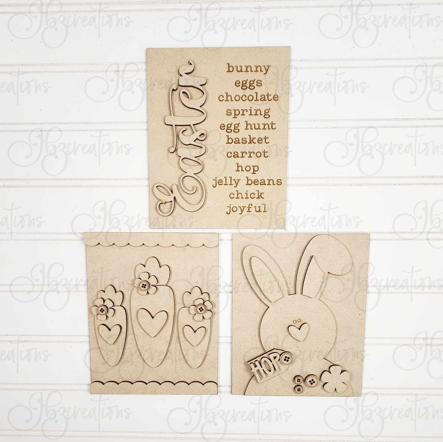Easter Bunny and Carrot Trio Sign Shelf Decor Shelf Sitter DIY, Do-It-Yourself, Create-It-Yourself