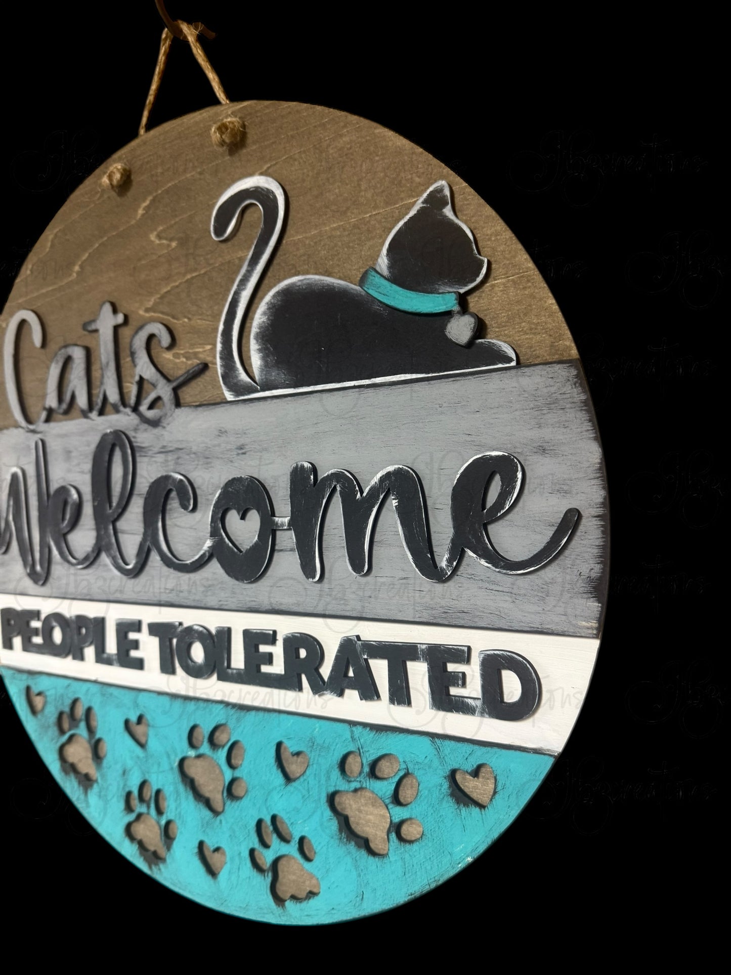 Cats Welcome People Tolerated Round Welcome Door Sign
