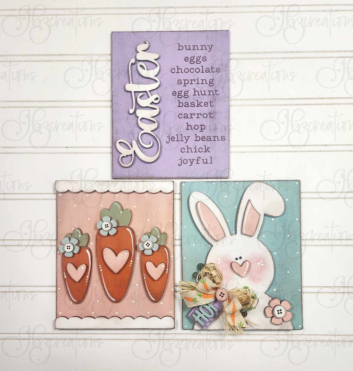 Easter Bunny and Carrot Trio Sign Shelf Decor Shelf Sitter DIY, Do-It-Yourself, Create-It-Yourself