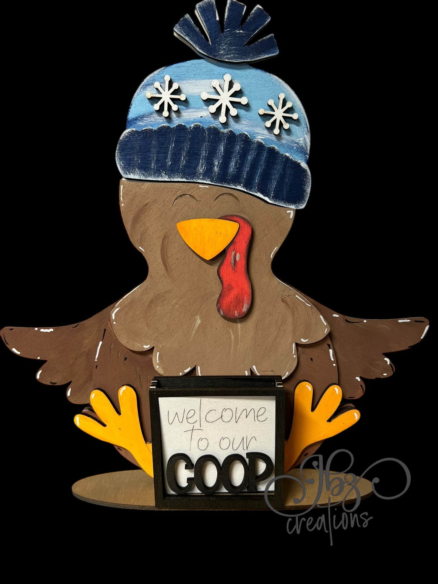 Farm Animal Turkey with Interchangeable Seasonal Hats Shelf Sitter Turkey Decor Turkey Decorations