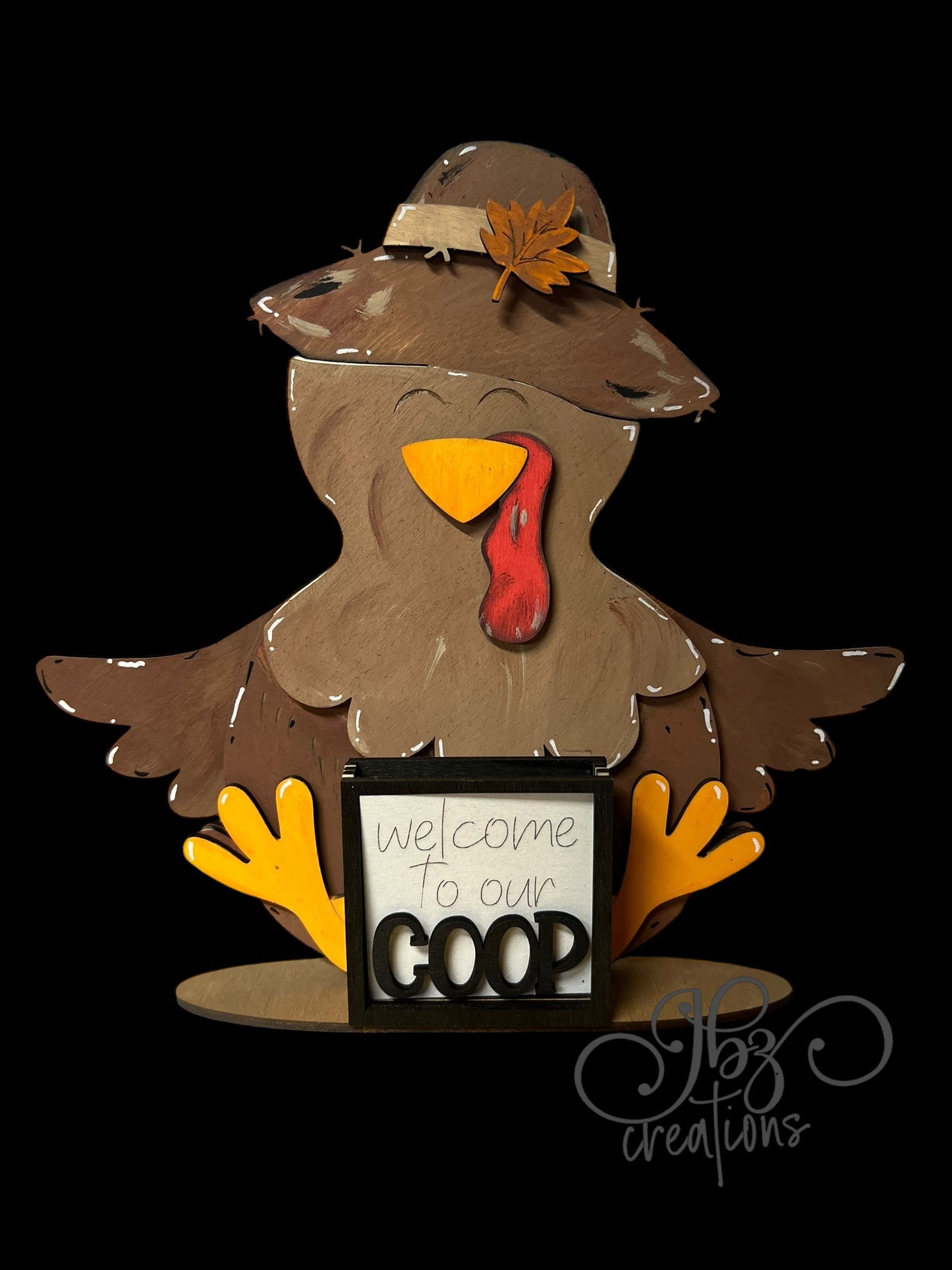 Farm Animal Turkey with Interchangeable Seasonal Hats Shelf Sitter Turkey Decor Turkey Decorations