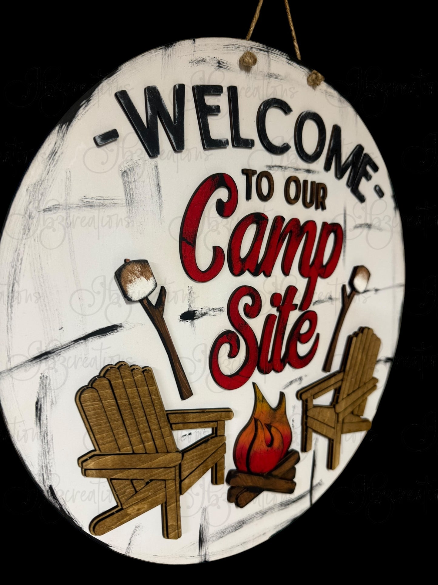 Camping Welcome to Our Campsite Round Sign Camping Door Sign