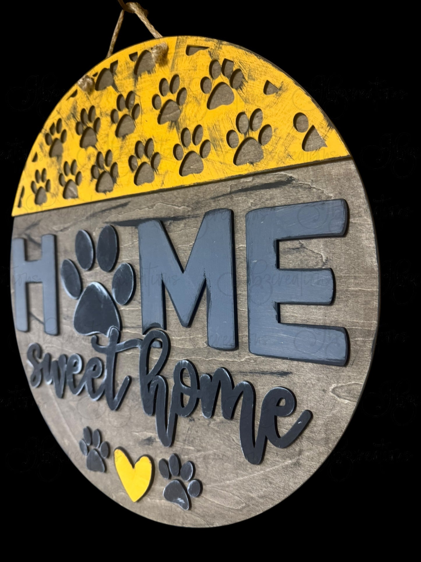 Paw Home Sweet Home Pet Lovers Round Welcome Door Sign