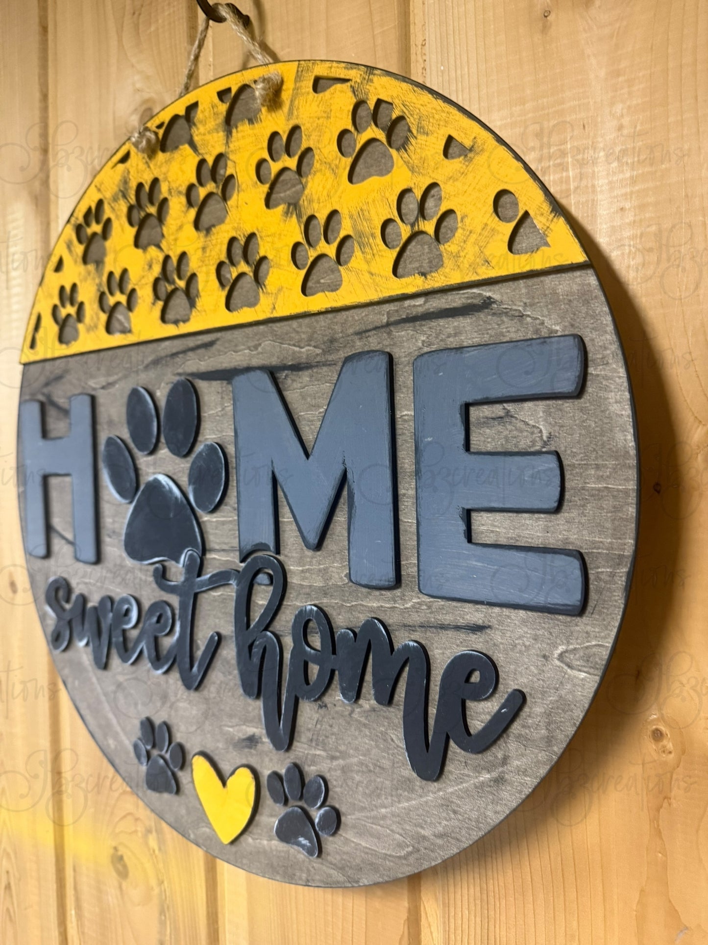 Paw Home Sweet Home Pet Lovers Round Welcome Door Sign