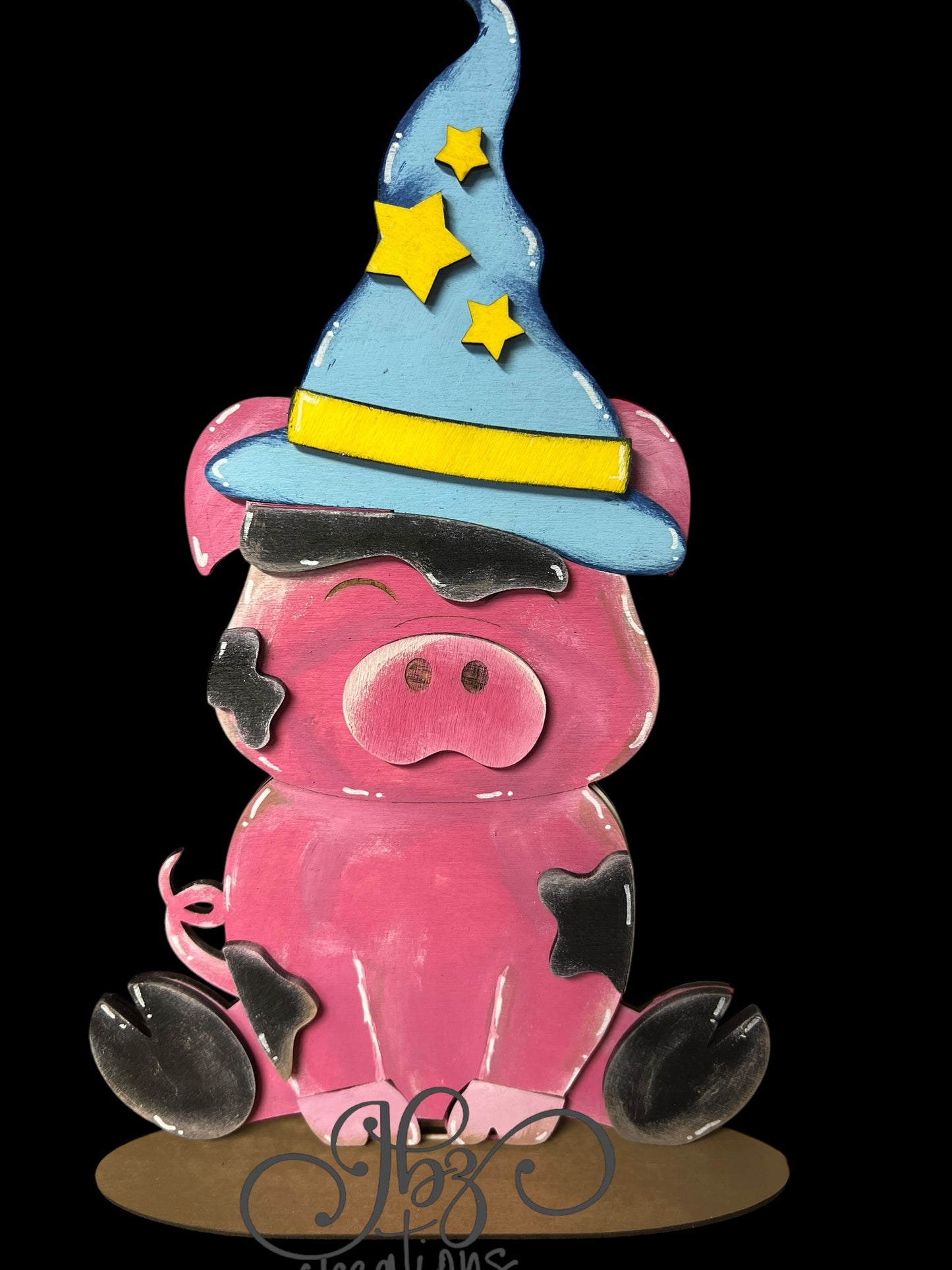 Farm Animal Pig with Interchangeable Seasonal Hats Shelf Sitter Pig Decor Pig Decorations