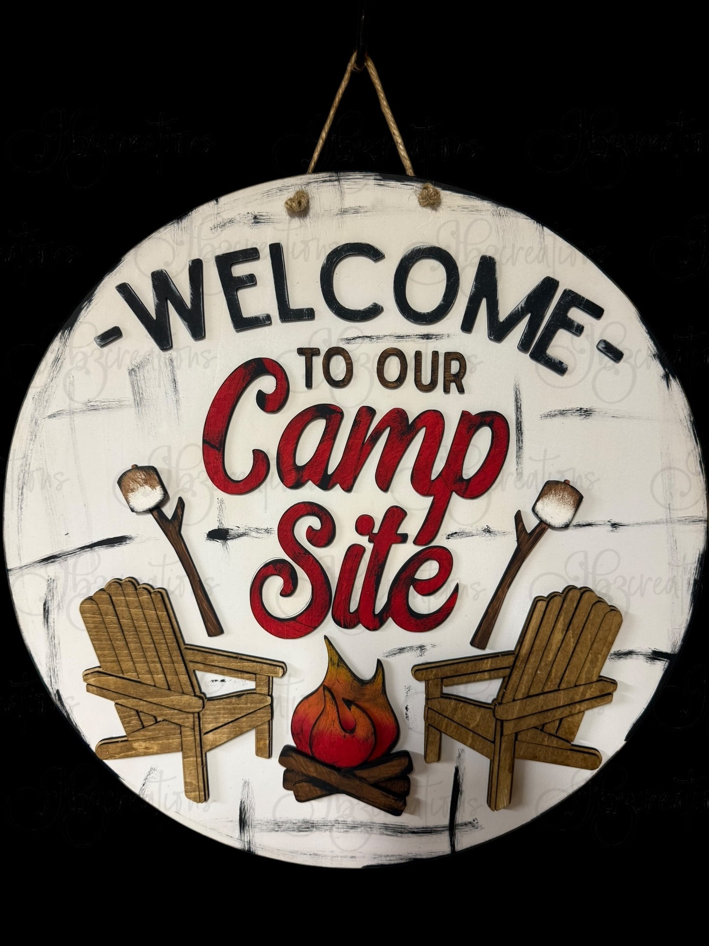Camping Welcome to Our Campsite Round Sign Camping Door Sign