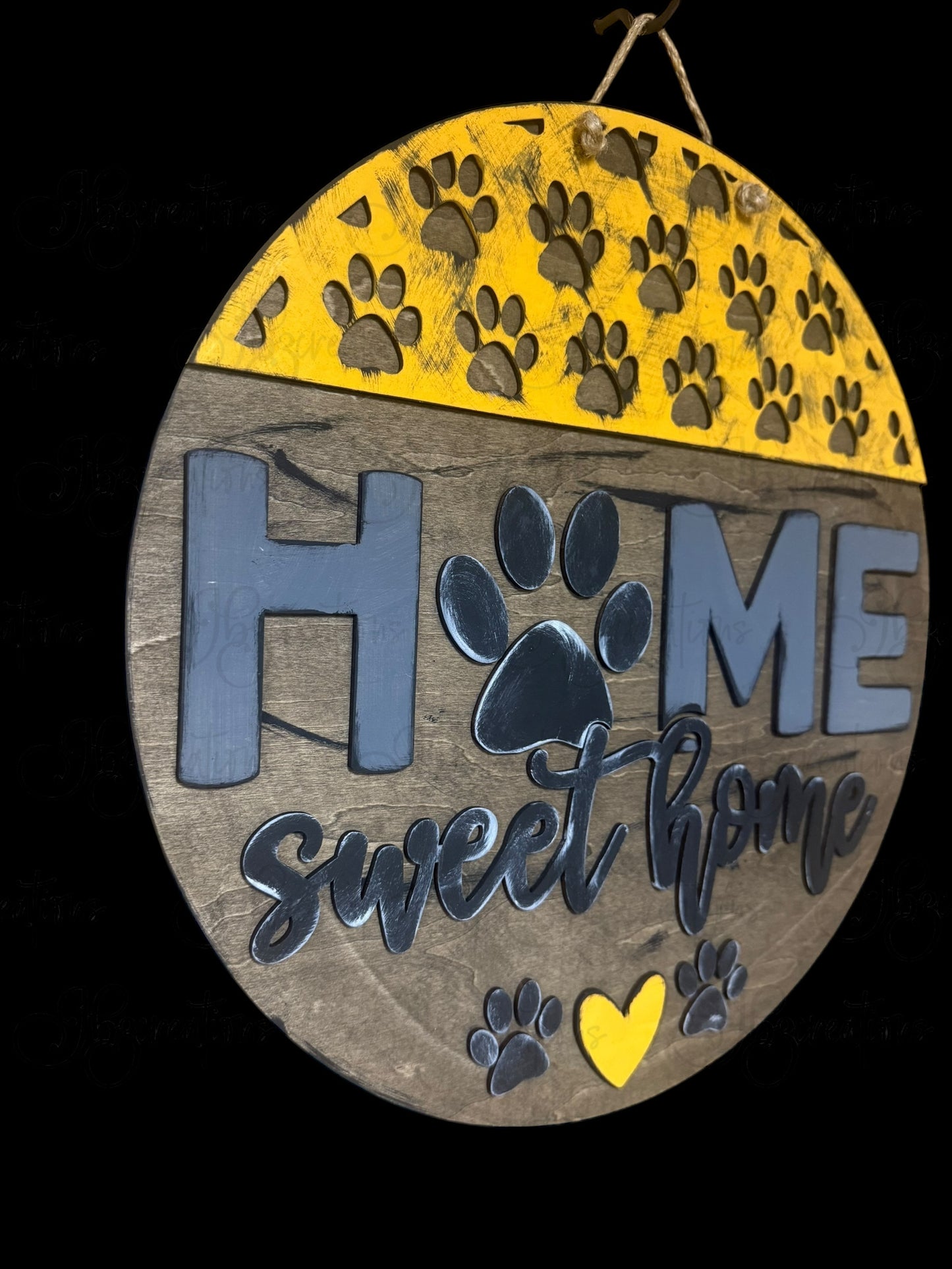 Paw Home Sweet Home Pet Lovers Round Welcome Door Sign