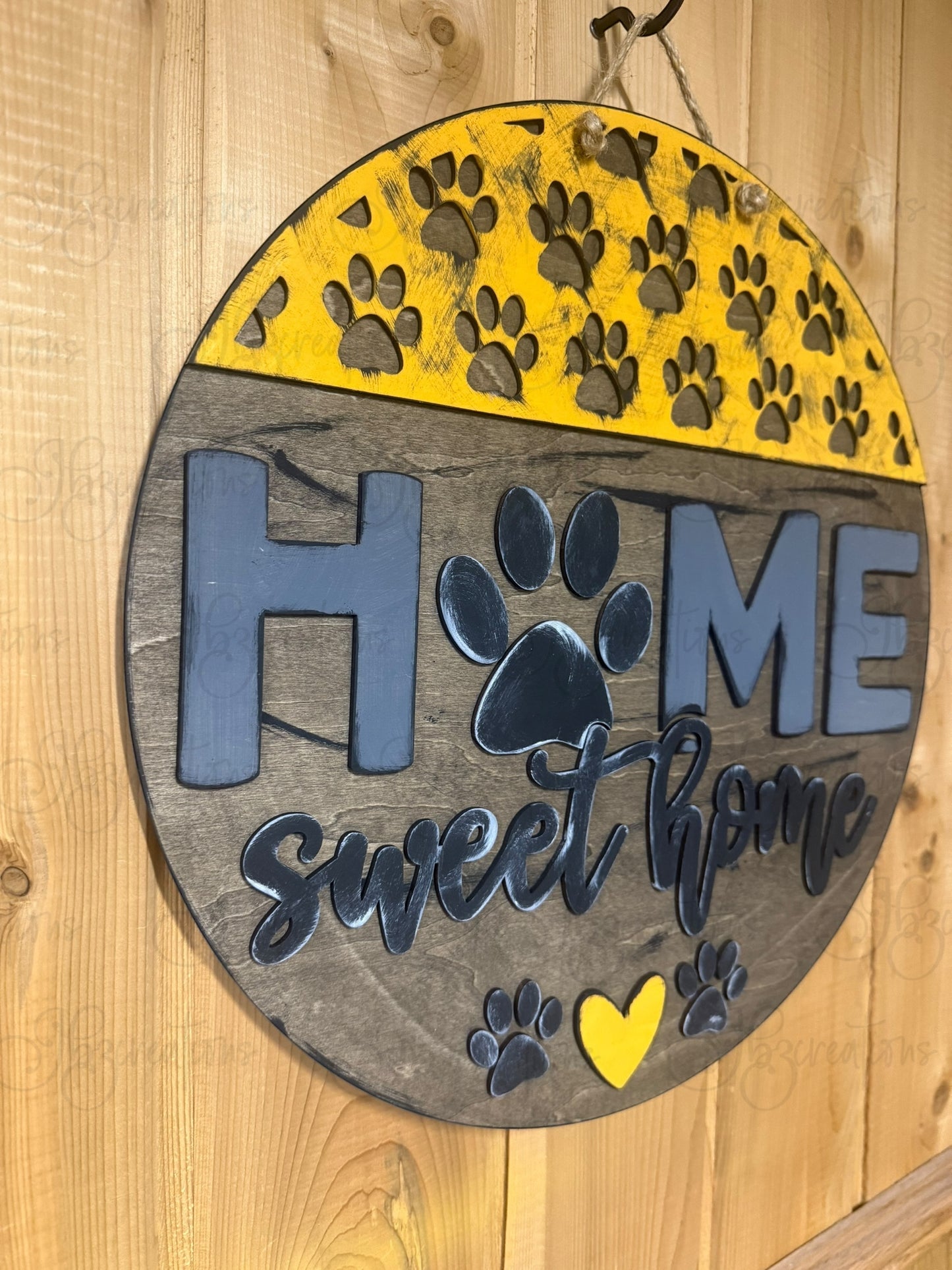 Paw Home Sweet Home Pet Lovers Round Welcome Door Sign