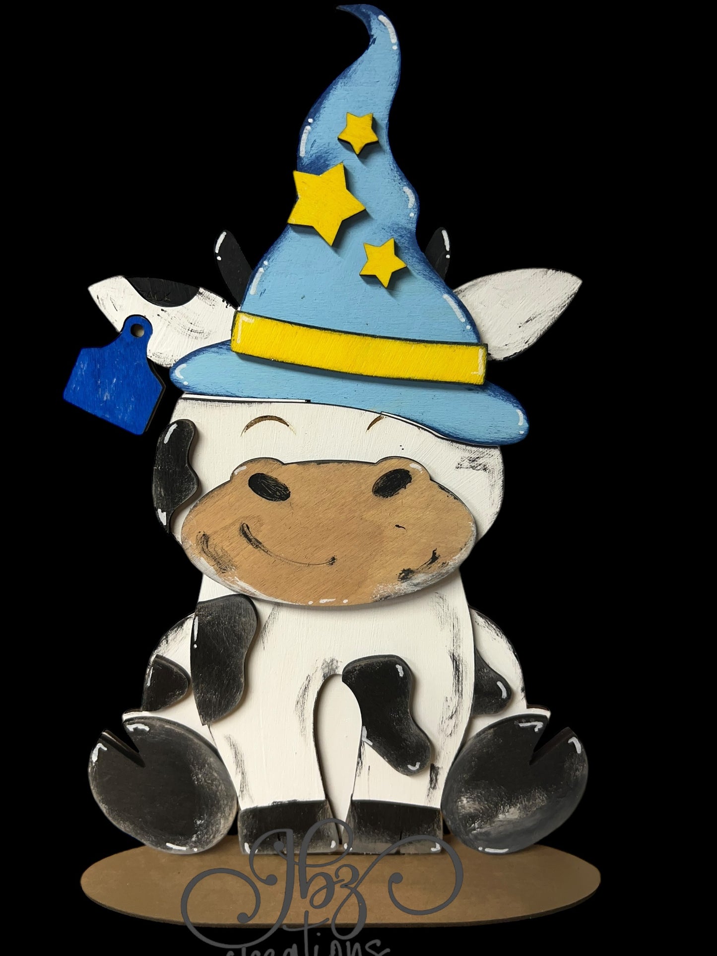 Farm Animal Cow with Interchangeable Seasonal Hats Shelf Sitter Cow Decor Cow Decorations