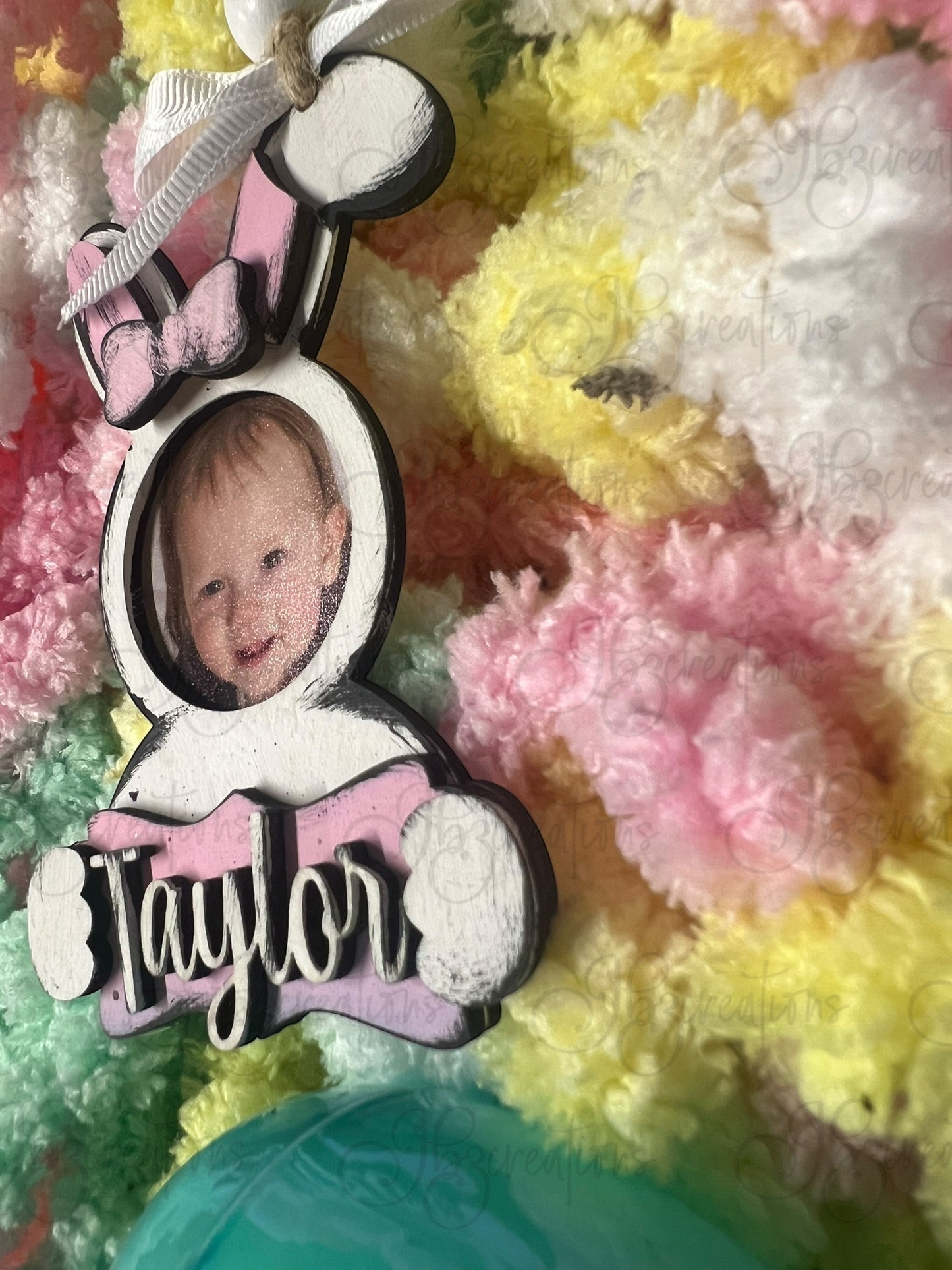 Easter Bunny Basket Photo Frame Tags Personalized Easter Decor Easter Ornament DIY