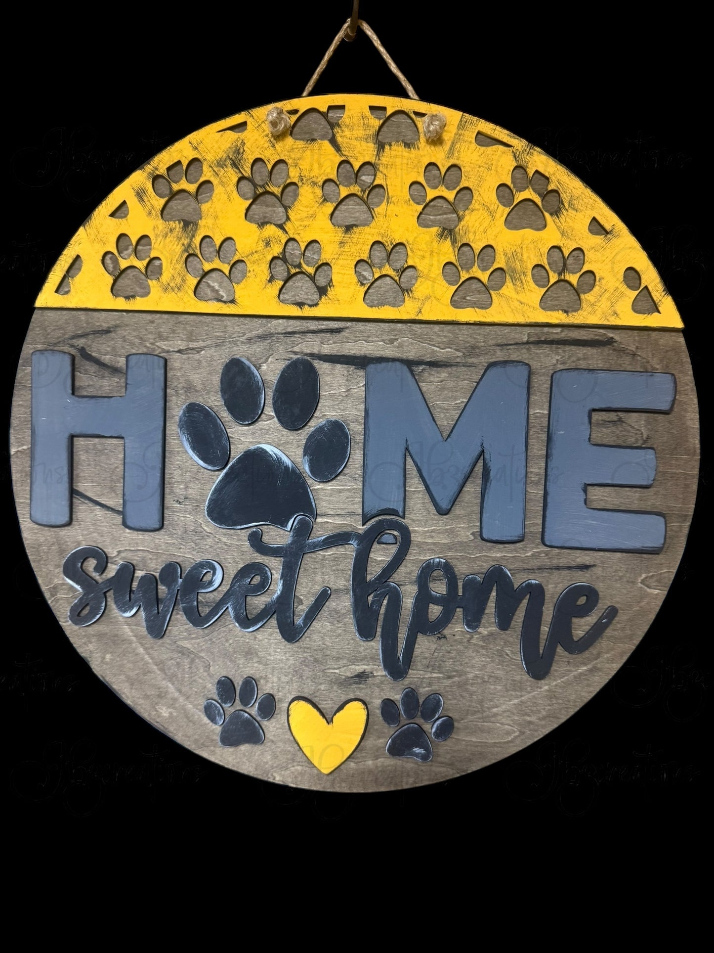 Paw Home Sweet Home Pet Lovers Round Welcome Door Sign