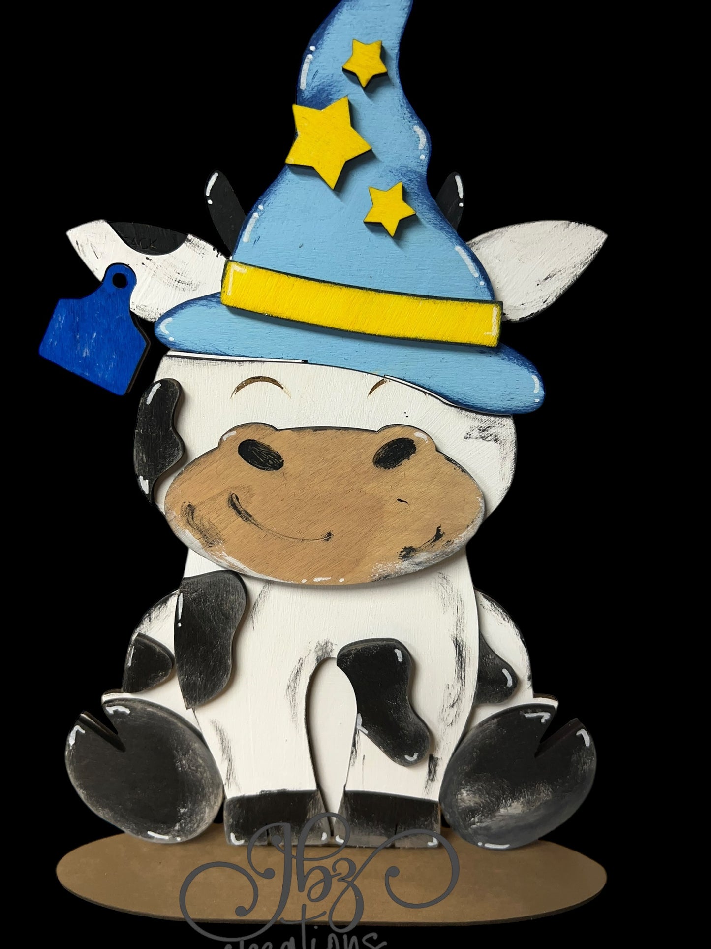 Farm Animal Cow with Interchangeable Seasonal Hats Shelf Sitter Cow Decor Cow Decorations
