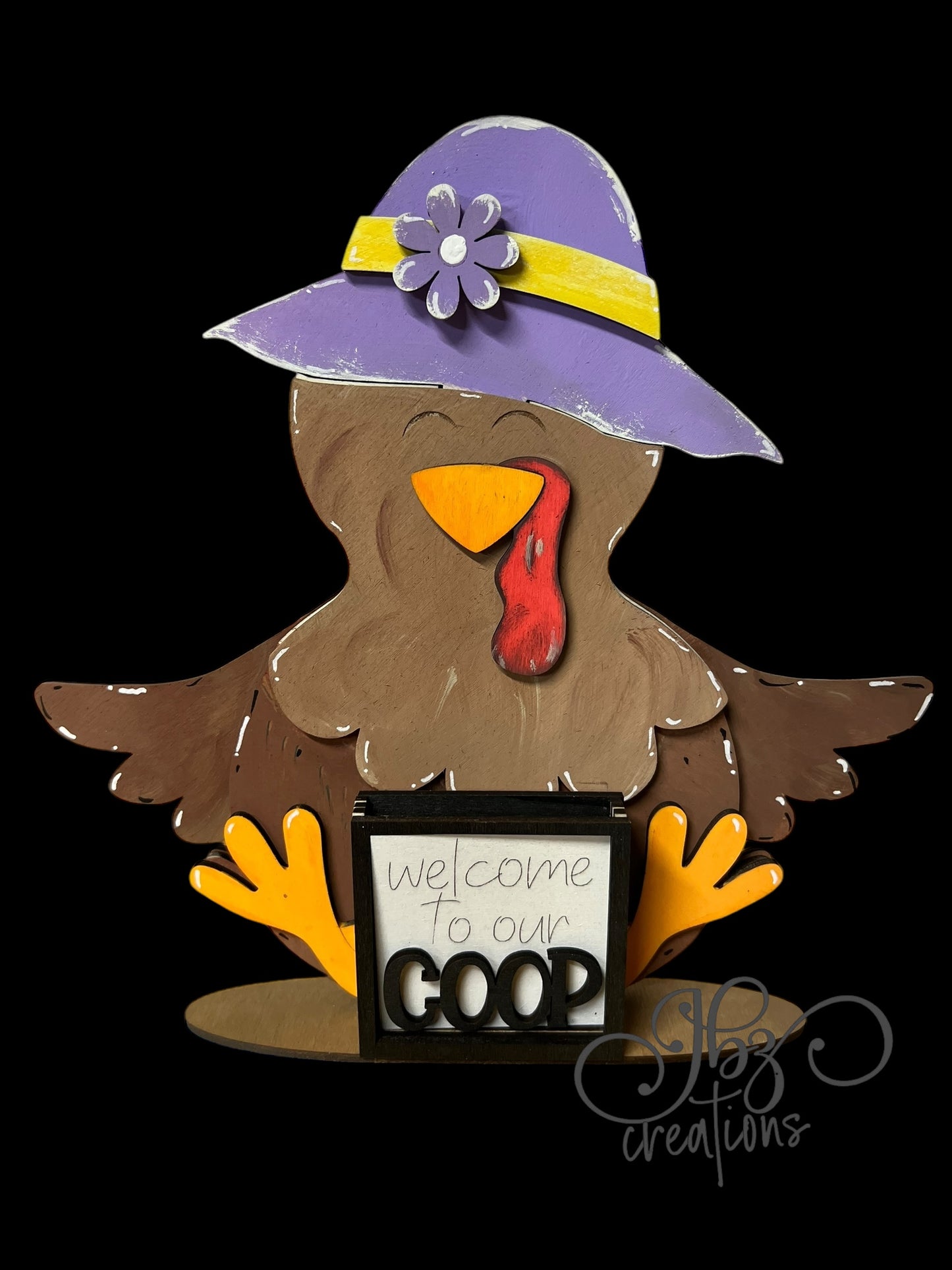 Farm Animal Turkey with Interchangeable Seasonal Hats Shelf Sitter Turkey Decor Turkey Decorations