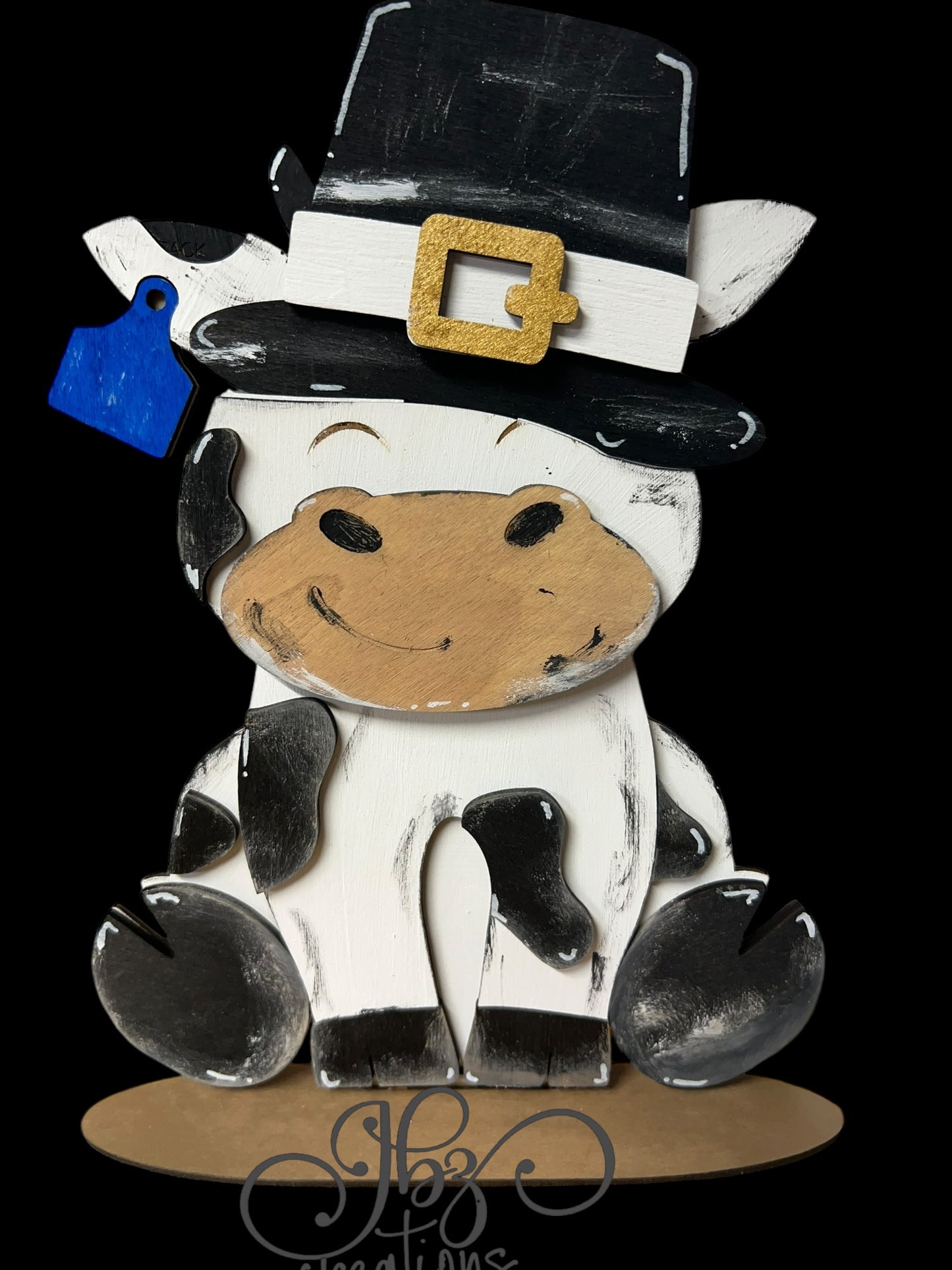 Farm Animal Cow with Interchangeable Seasonal Hats Shelf Sitter Cow Decor Cow Decorations