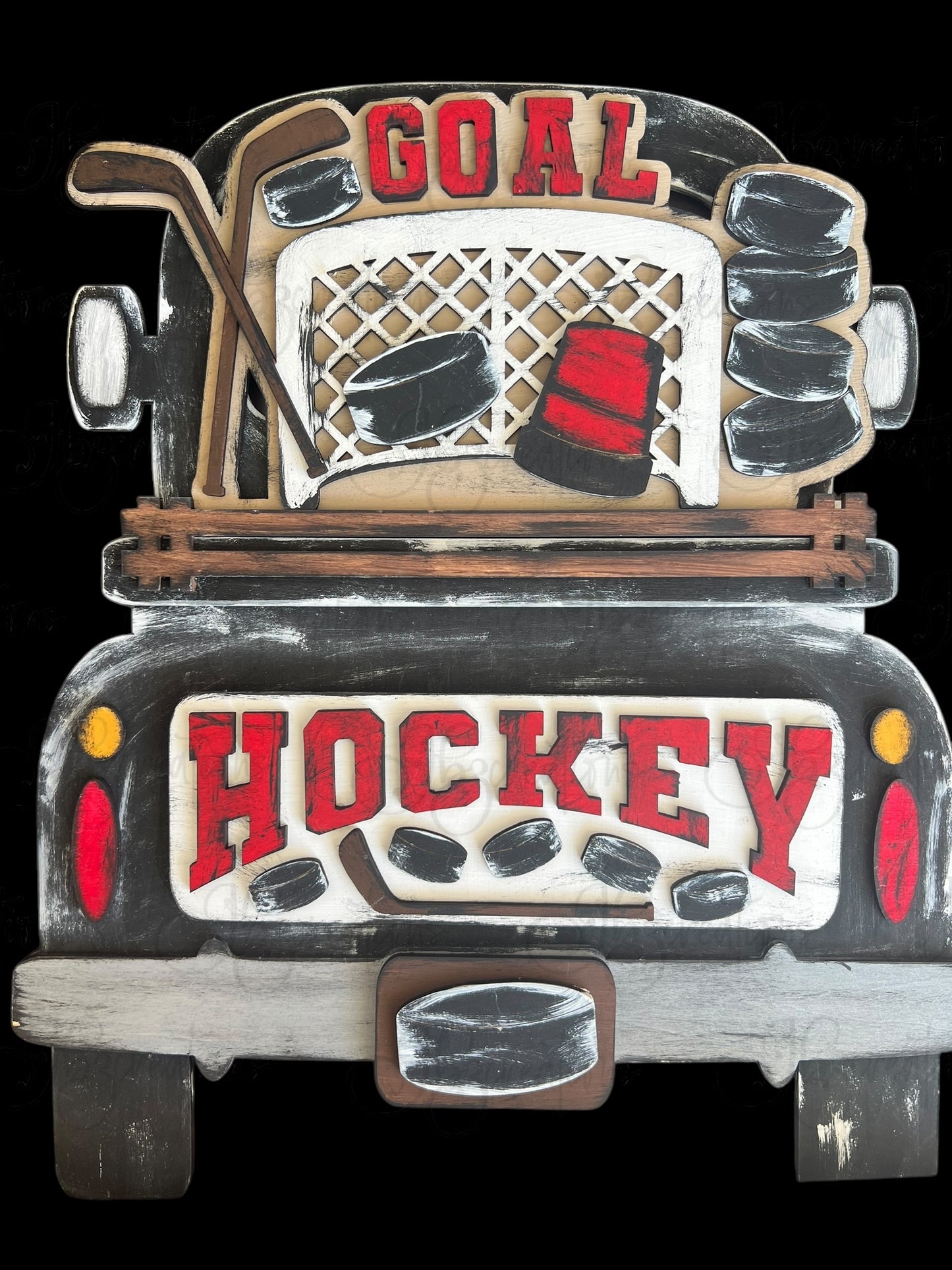 Hockey Interchangeable Truck ADD-ON ONLY Truck Inserts Hockey and Pucks with Net and stick Truck Add-on