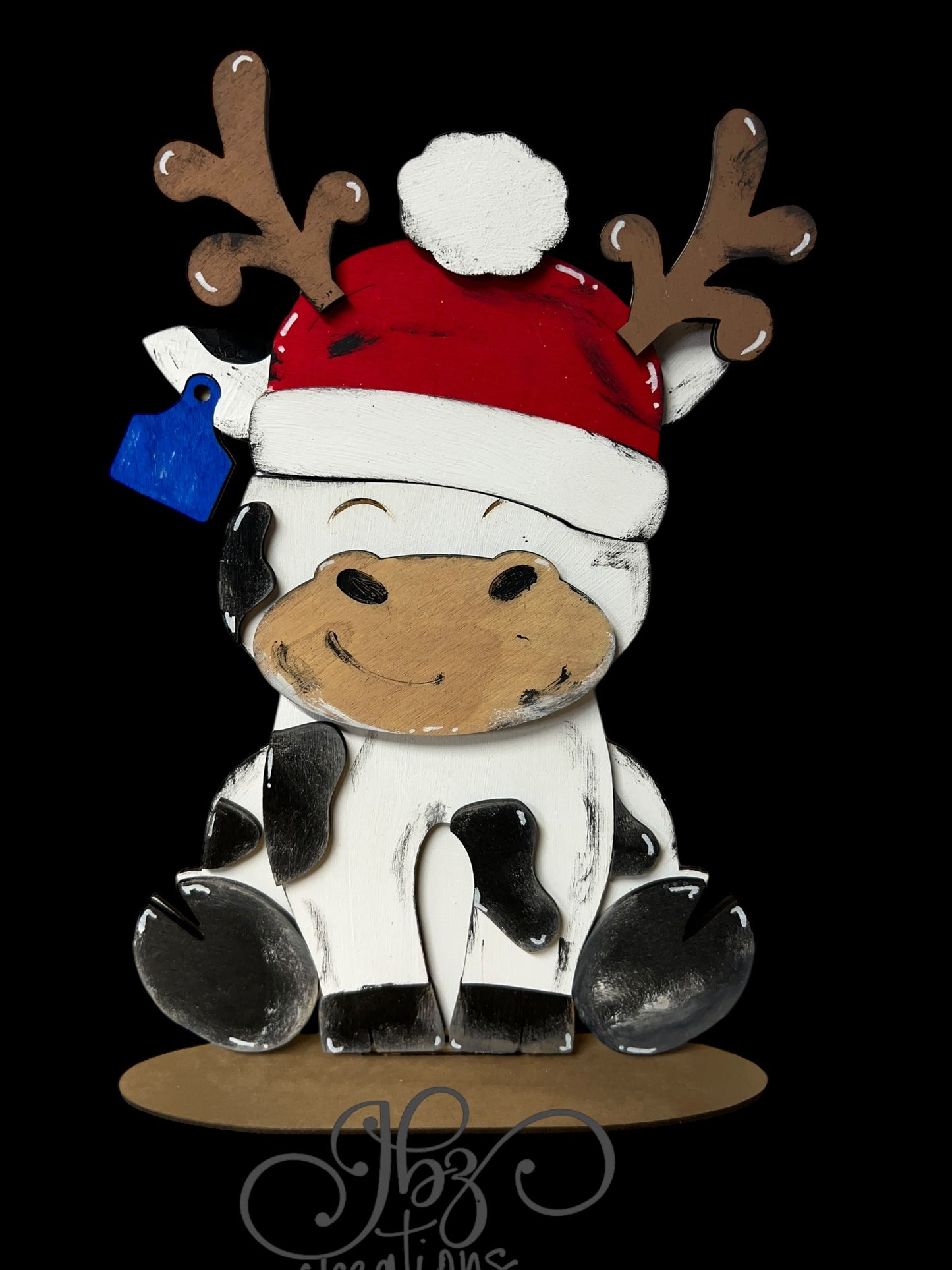 Farm Animal Cow with Interchangeable Seasonal Hats Shelf Sitter Cow Decor Cow Decorations